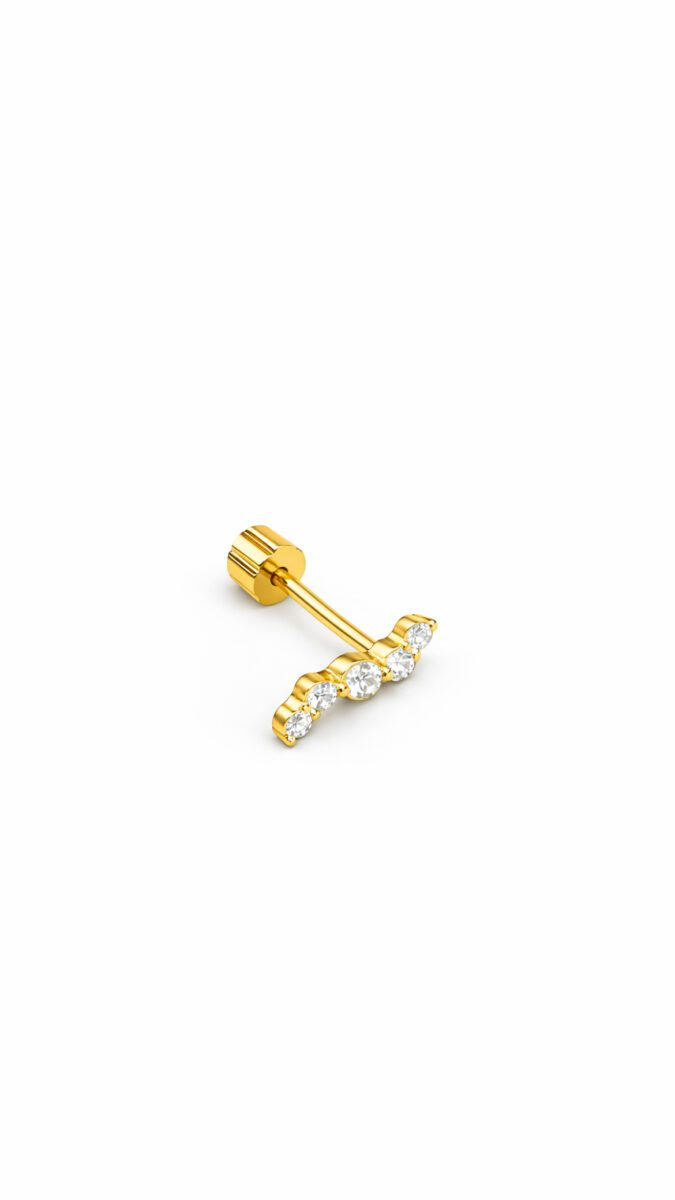Linea Taşlı Gold Piercing | New Collection
