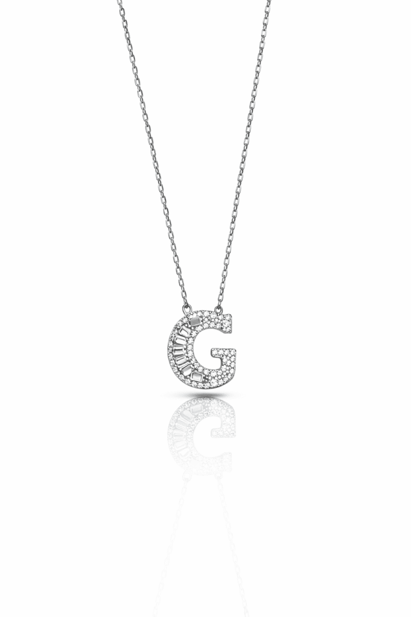 Pırlanta Montür Silver Baget Harf Kolye ‘G’