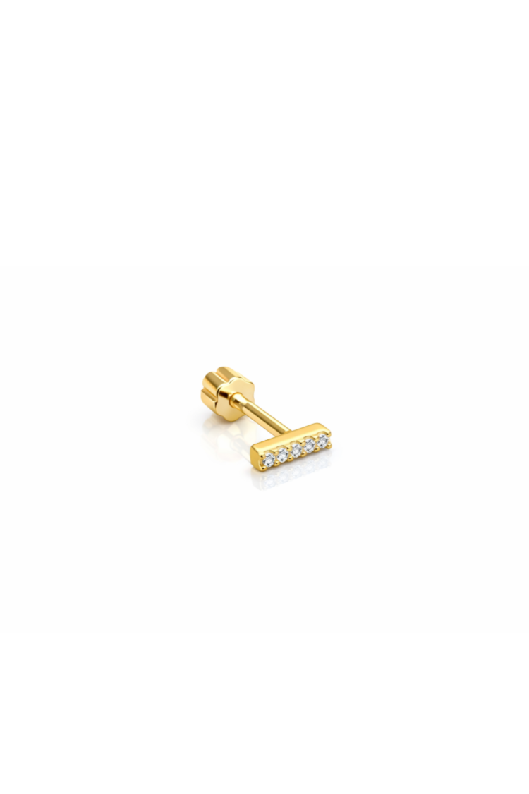 Taşlı Gold Çubuk Piercing | New Collection