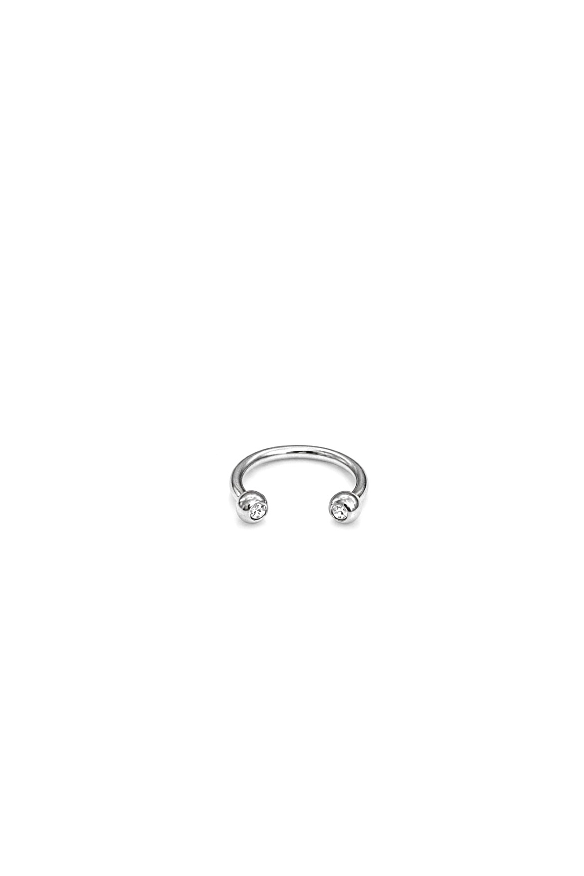 G23 Titanyum 10 mm Taşlı Silver Halka Piercing