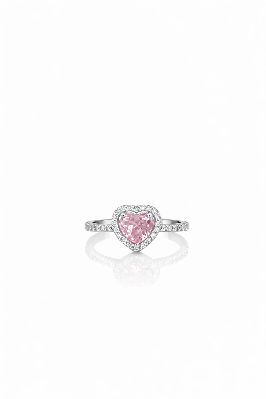 Pembe Taşlı Silver Kalp Yüzük | Siminkari Özel Tasarım