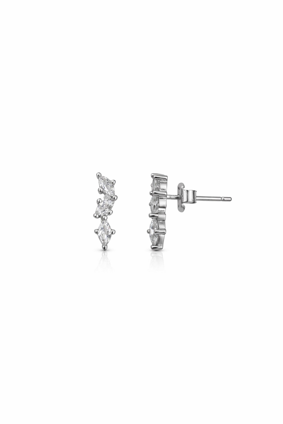 Markiz Kesim Silver Vidalı Küpe