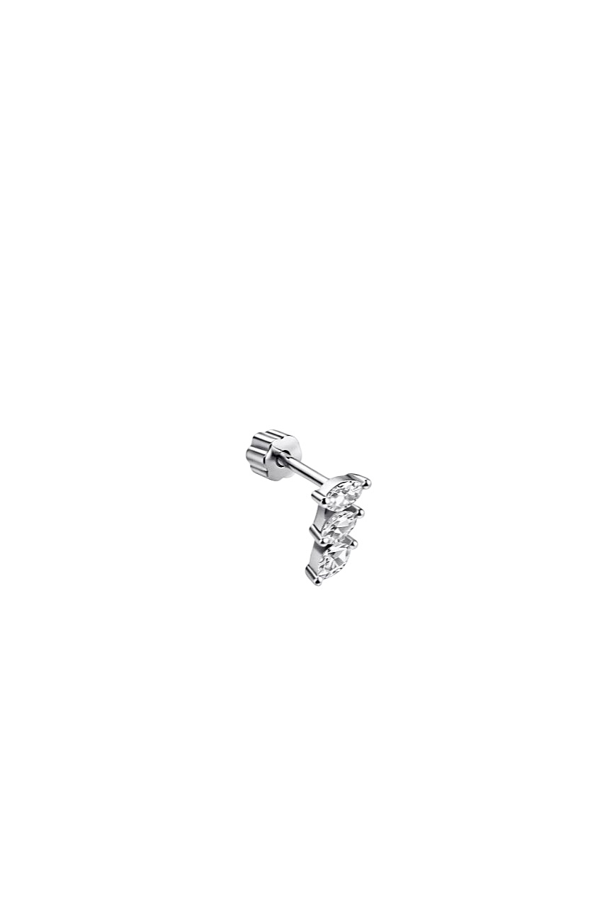 Markiz Kesim Üç Taşlı Silver Piercing | New Collection