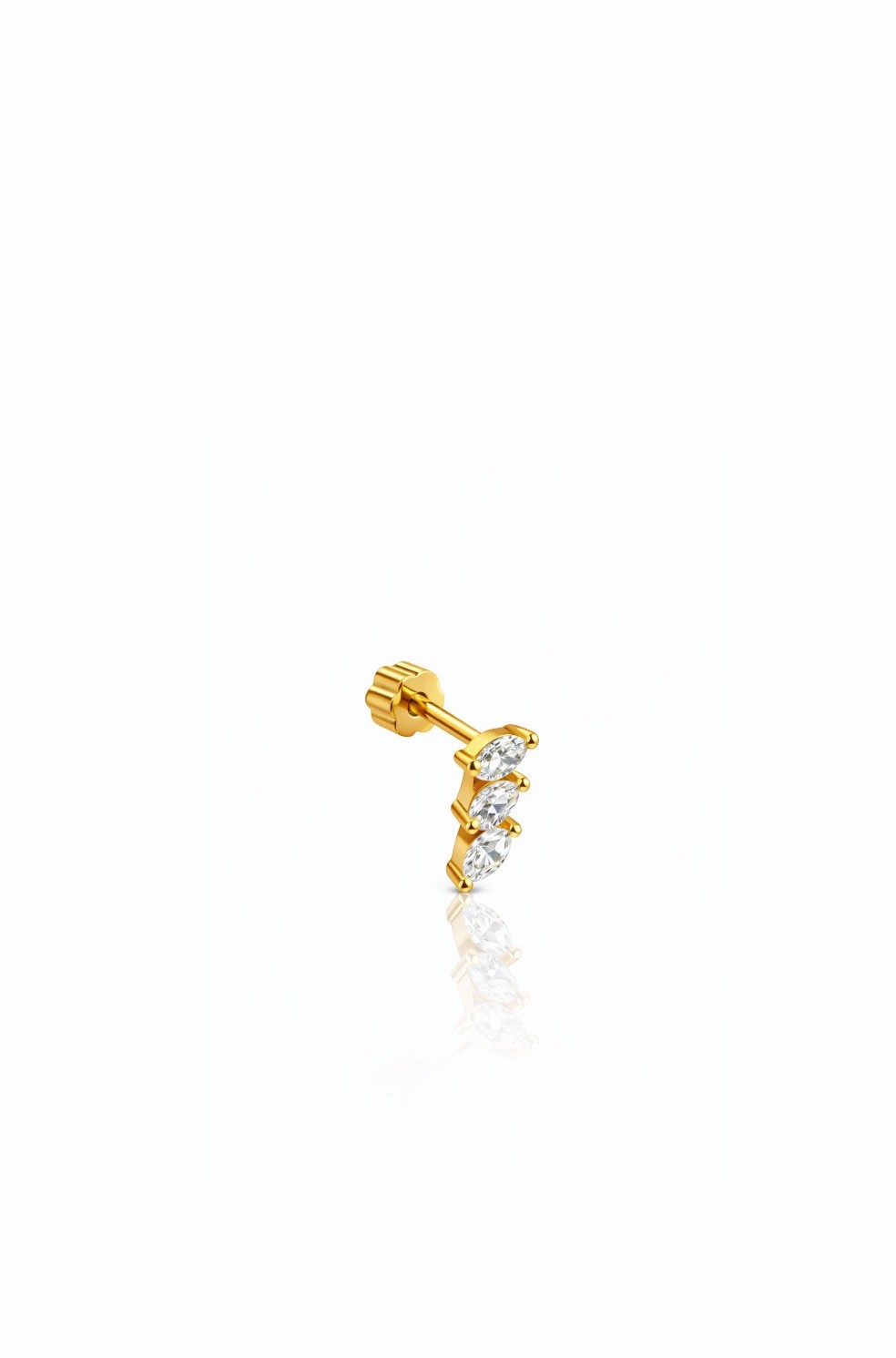 Markiz Kesim Üç Taşlı Gold Piercing | New Collection