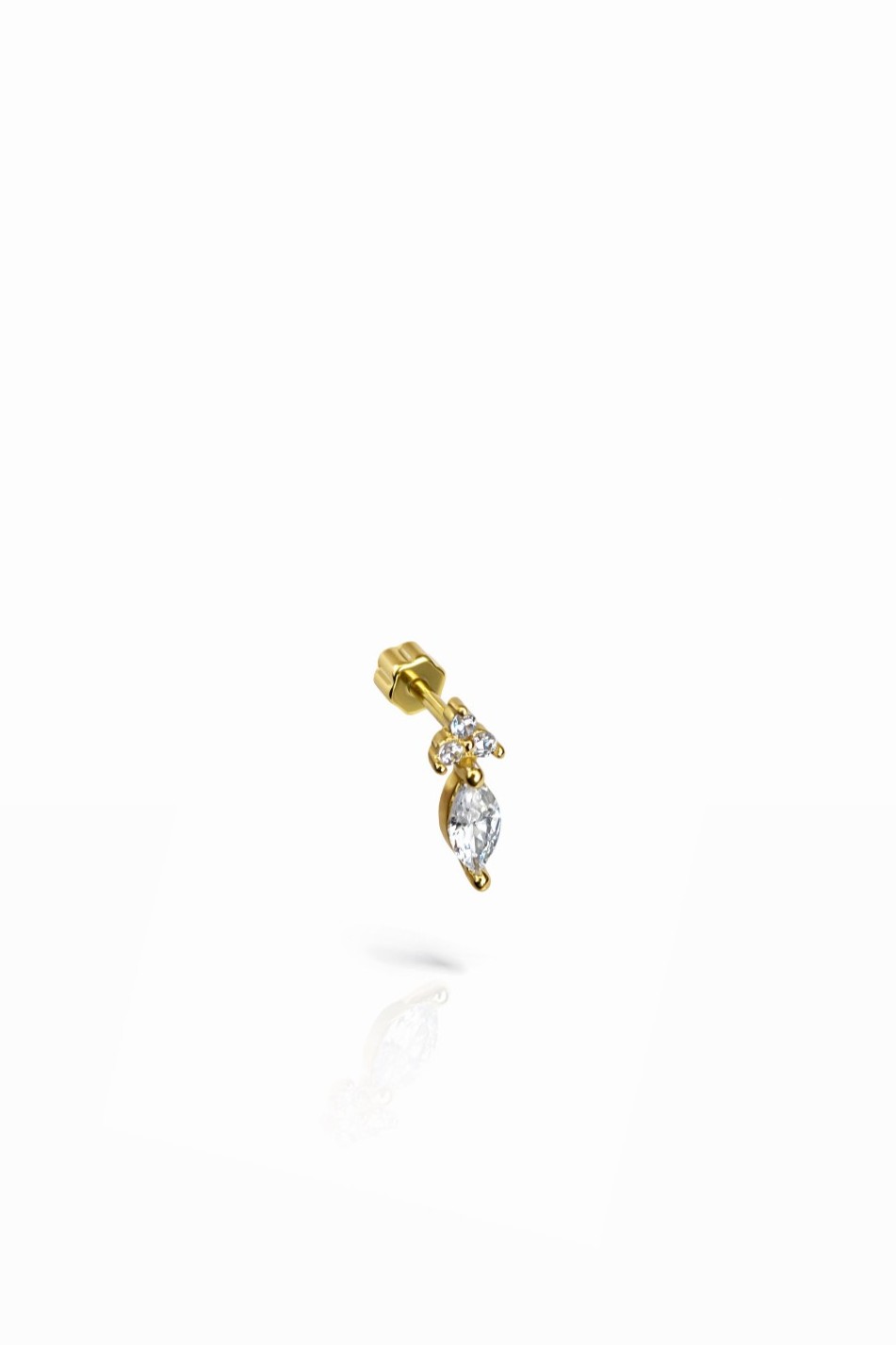 Üçgen Formlu Damla Taşlı Gold Piercing | New Collection