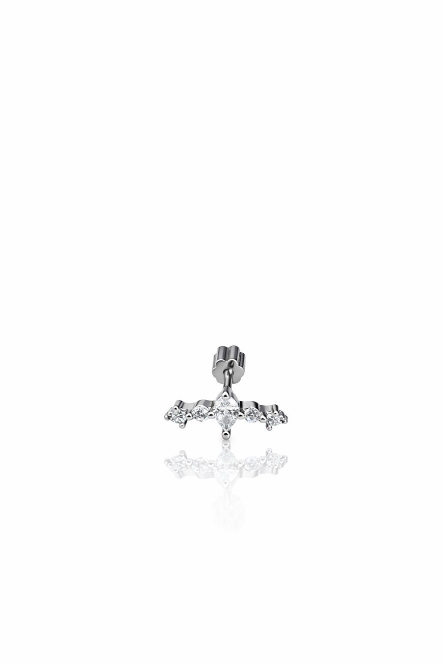 Yuvarlak Küçük Taşlı Sıralı Silver Süzme Piercing | New Collection