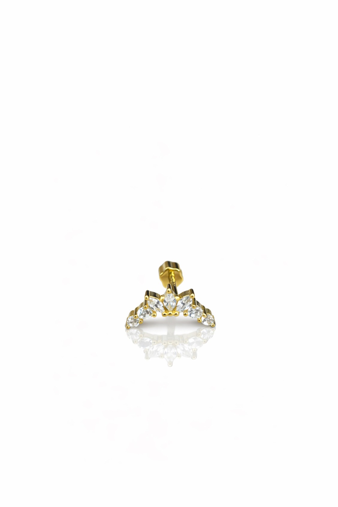 Sıralı Üç Damla Taşlı Gold Piercing | New Collection