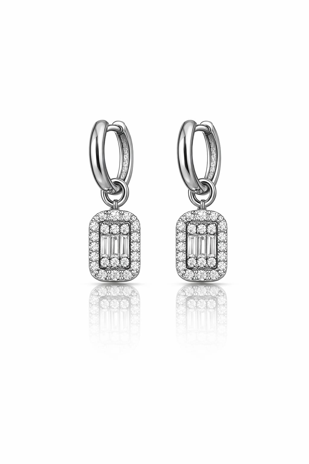 Baget Sallantılı Silver Halka Küpe