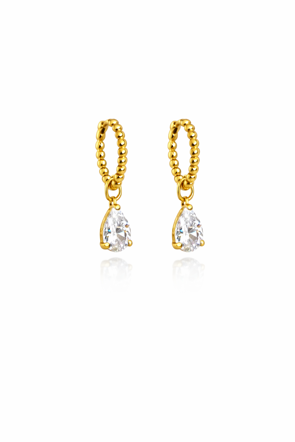 Damla Taşlı Gold Halka Küpe