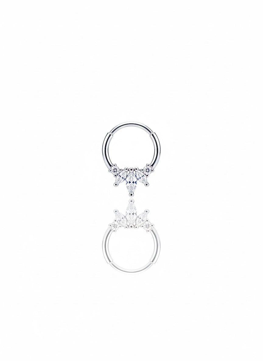 Lotus Model Damla Taşlı Silver Halka Piercing
