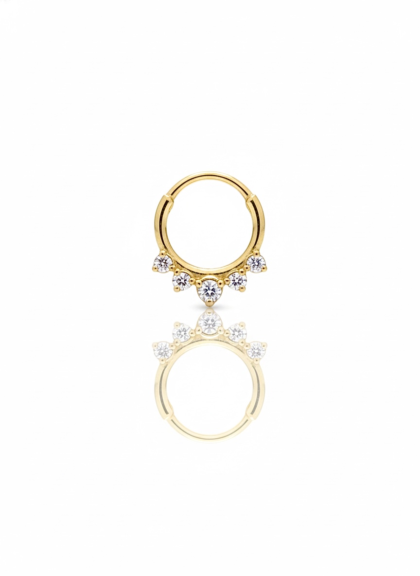 Beş Taşlı Gold Halka Piercing