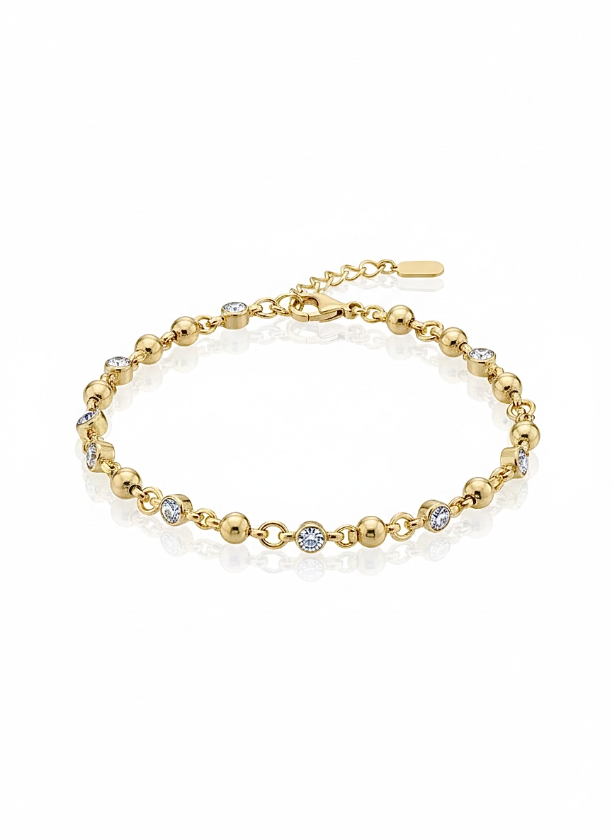 Tohum Model Kalın Taşlı Gold Bileklik