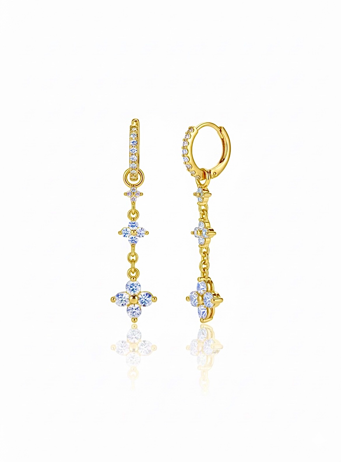 Çiçek Sallantılı Gold Halka Küpe | New Collection