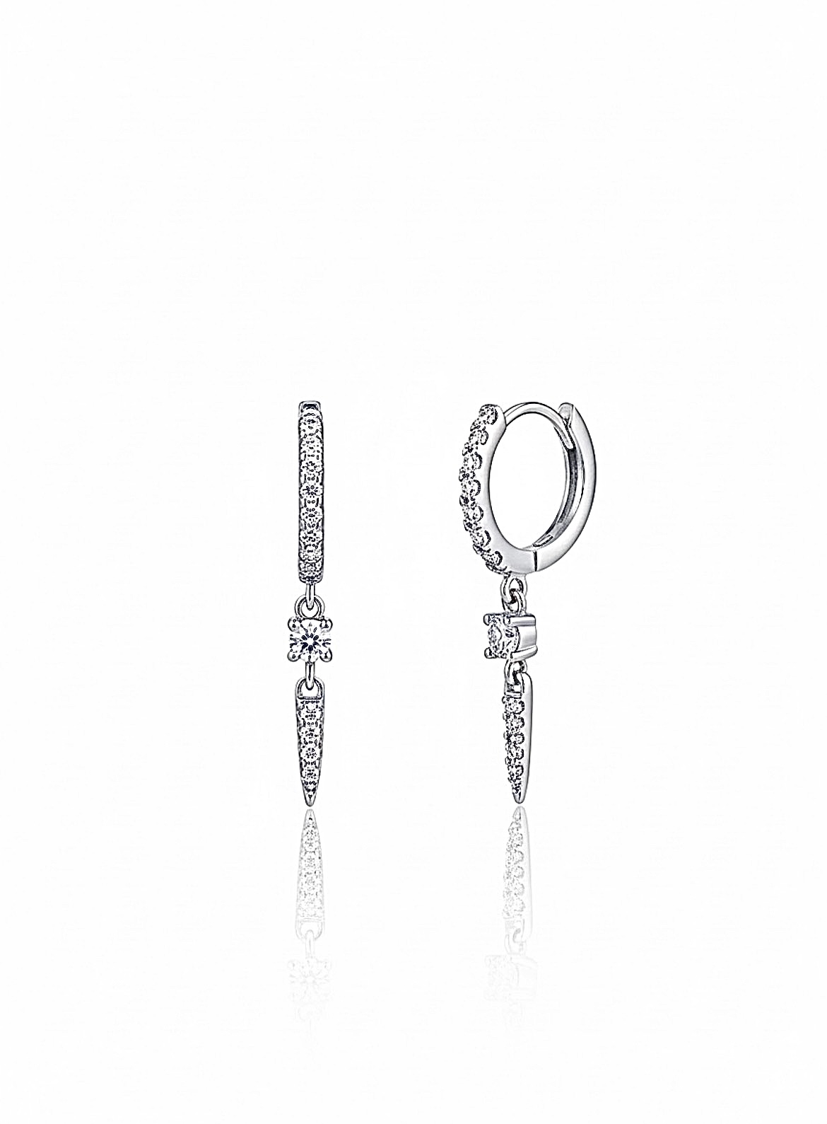 Işıltılı Taşlı Çubuk Sallantılı Silver Halka Küpe | New Collection