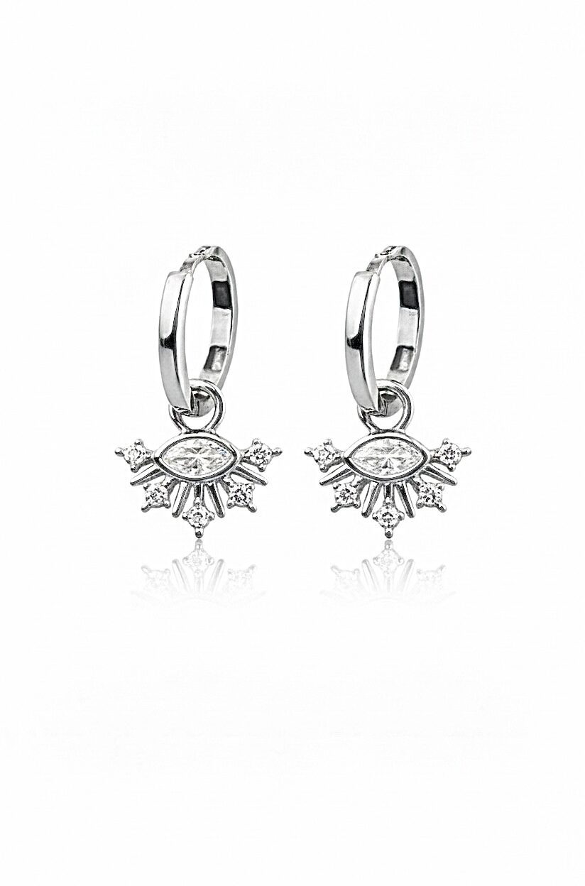 Işıltılı Sarkaçlı Göz Sallantılı Silver Halka Küpe | New Collection