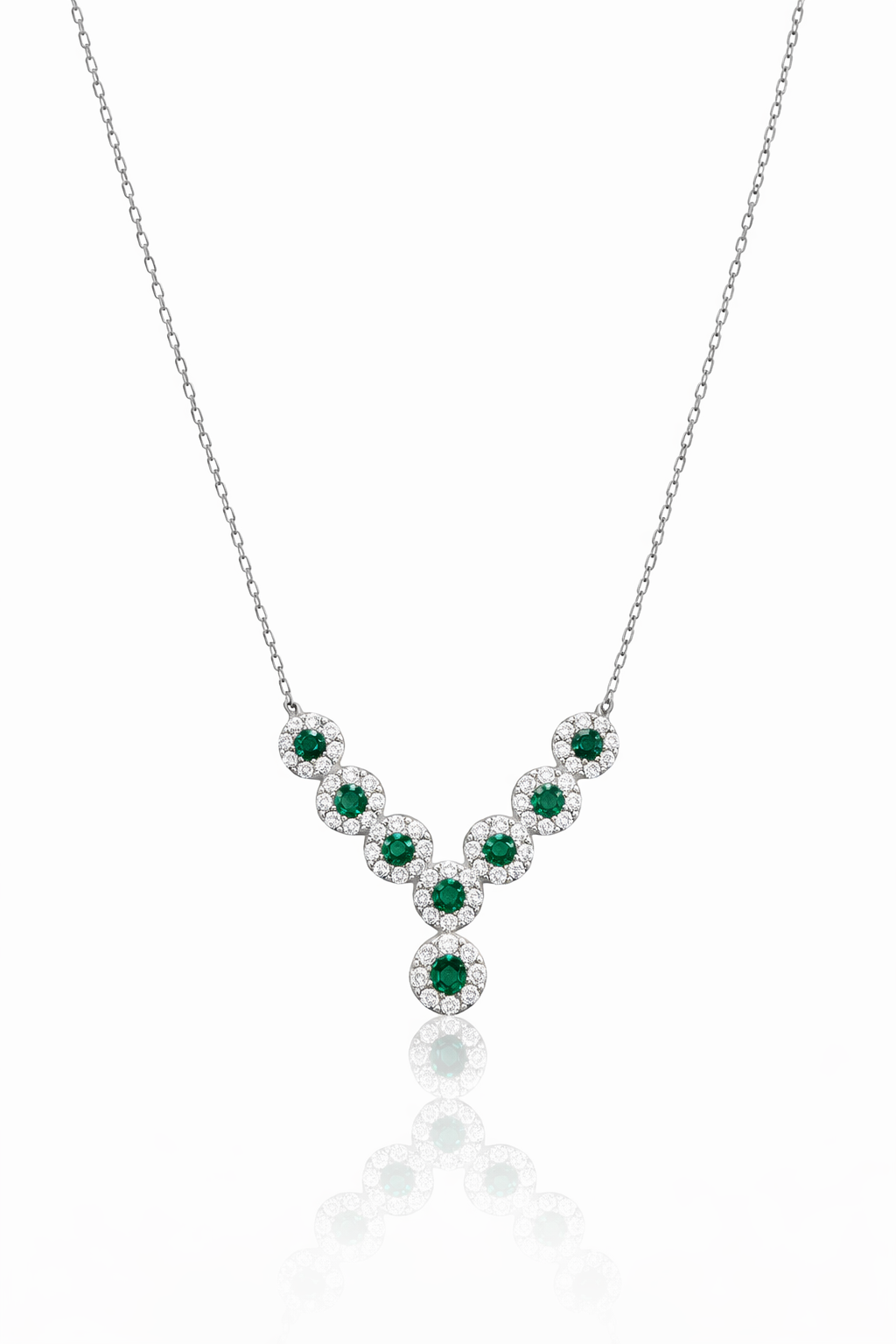 Zümrüt Zirkon Taşlı Silver Süzme Y Kolye