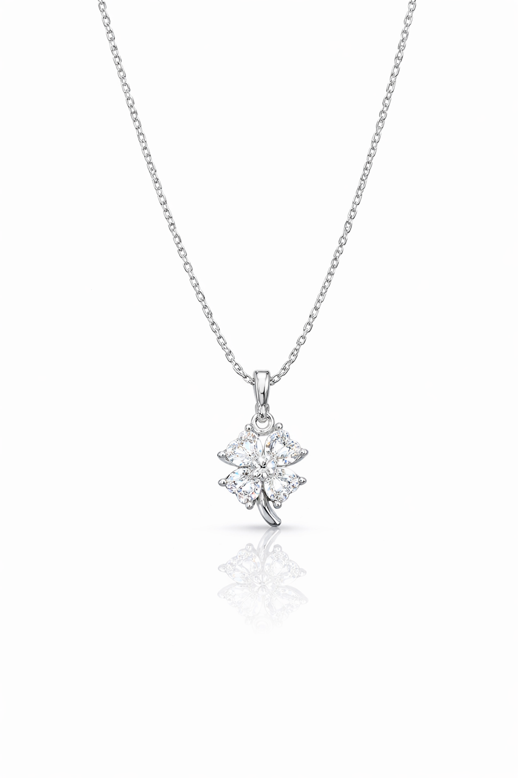 Işıltılı Silver Yonca Kolye