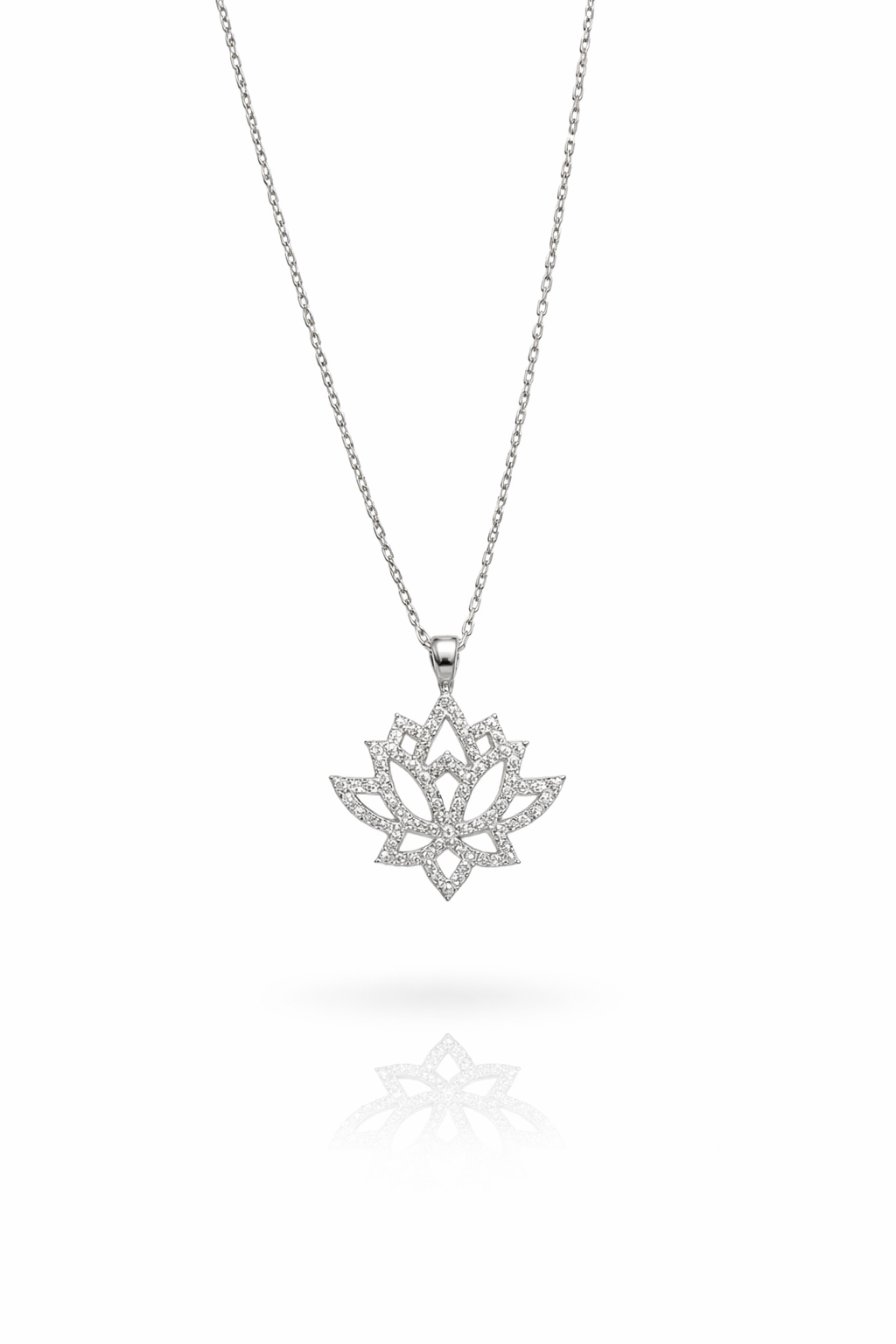 Işıltılı Silver Lotus Kolye