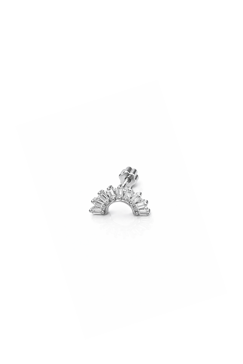 Renksiz Baget Taşlı Silver Gökkuşağı Piercing | New Collection