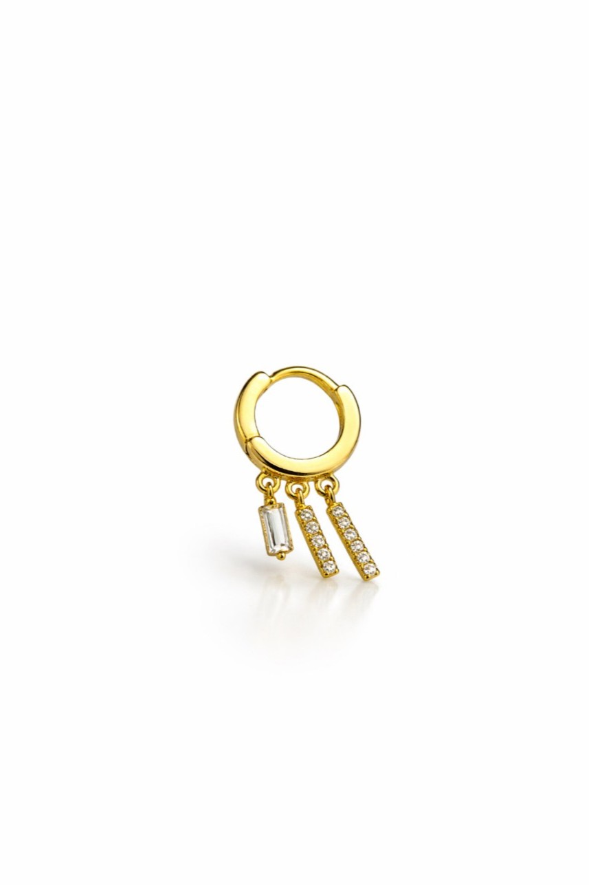 Baget Taşlı Sallantılı Gold Halka Piercing | New Collection