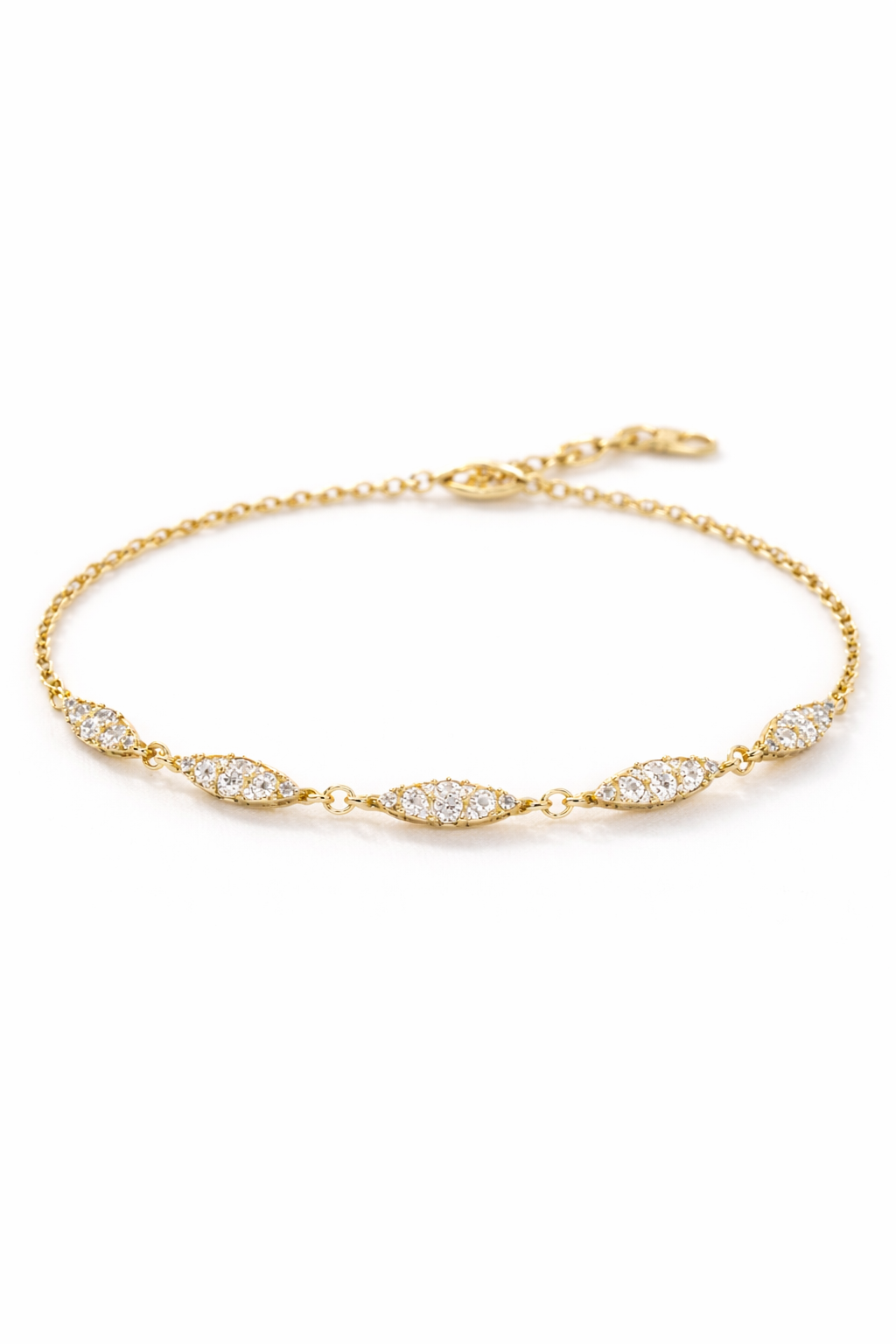 Sıra Taşlı Minimal Gold Bileklik