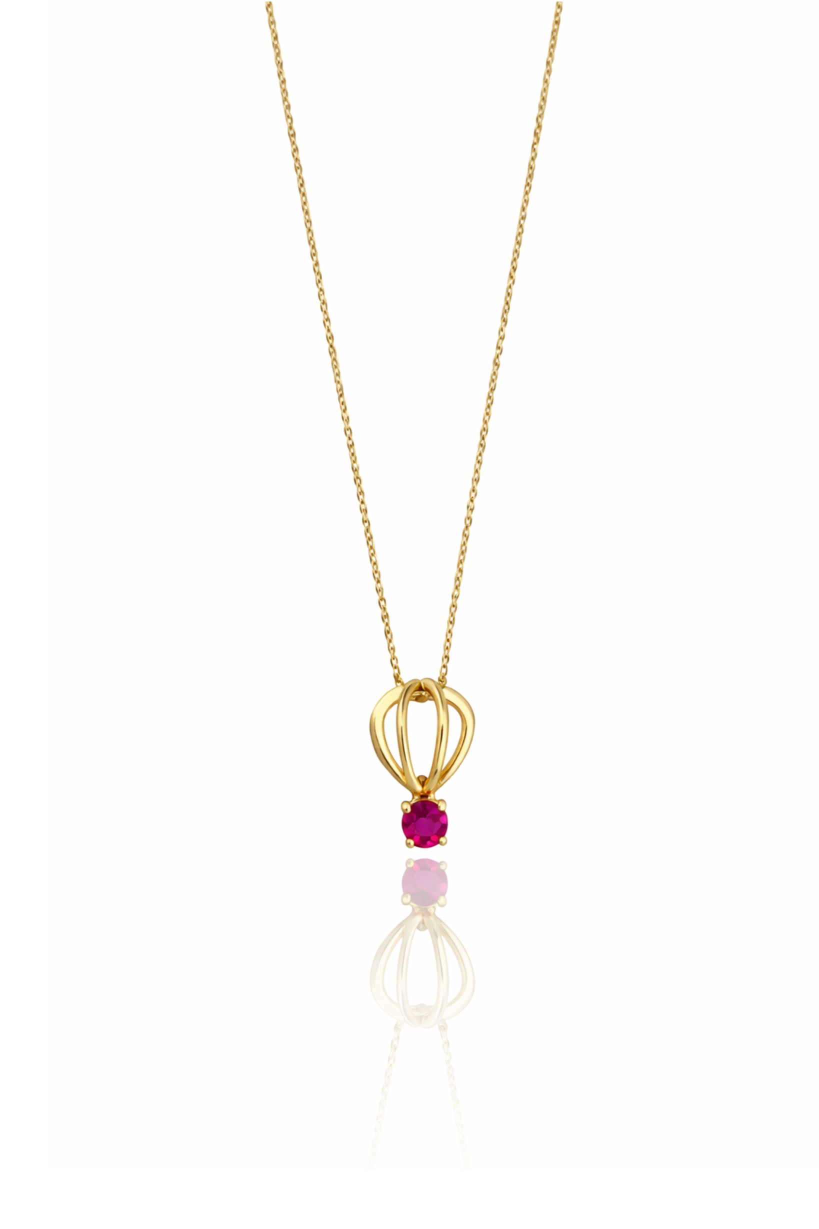 Pembe Taşlı Uçan Balon Gold Kolye | New Collection