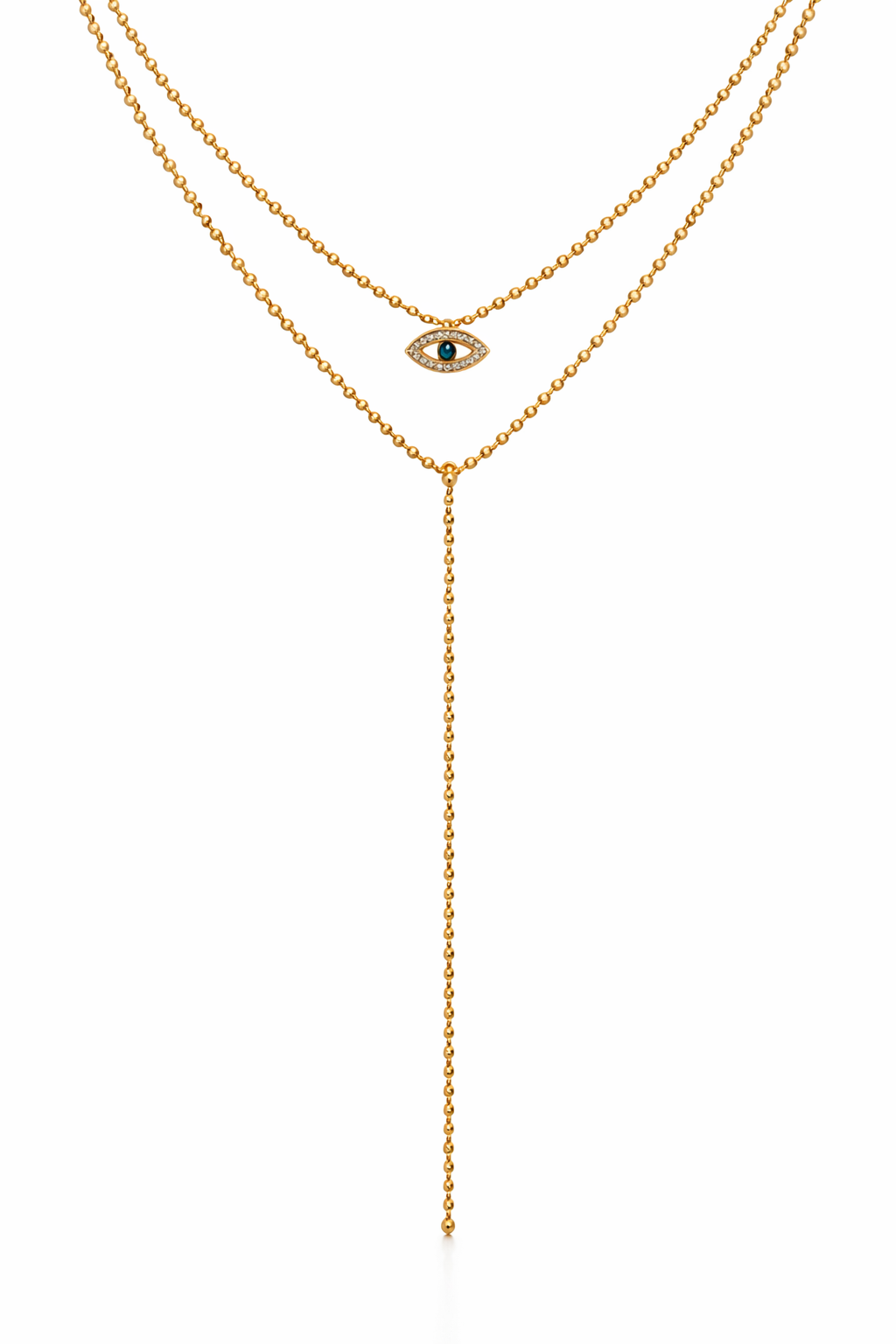 Göz Motifli Uzun Gold Y kolye | New Collection