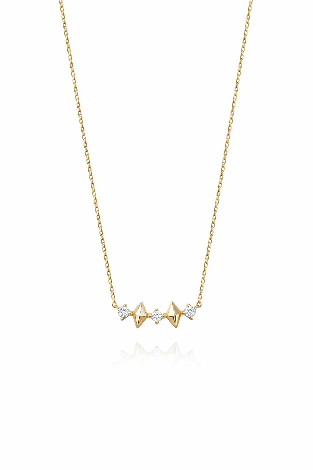 Mini Baklava Model Taşlı Gold Kolye | New Collection