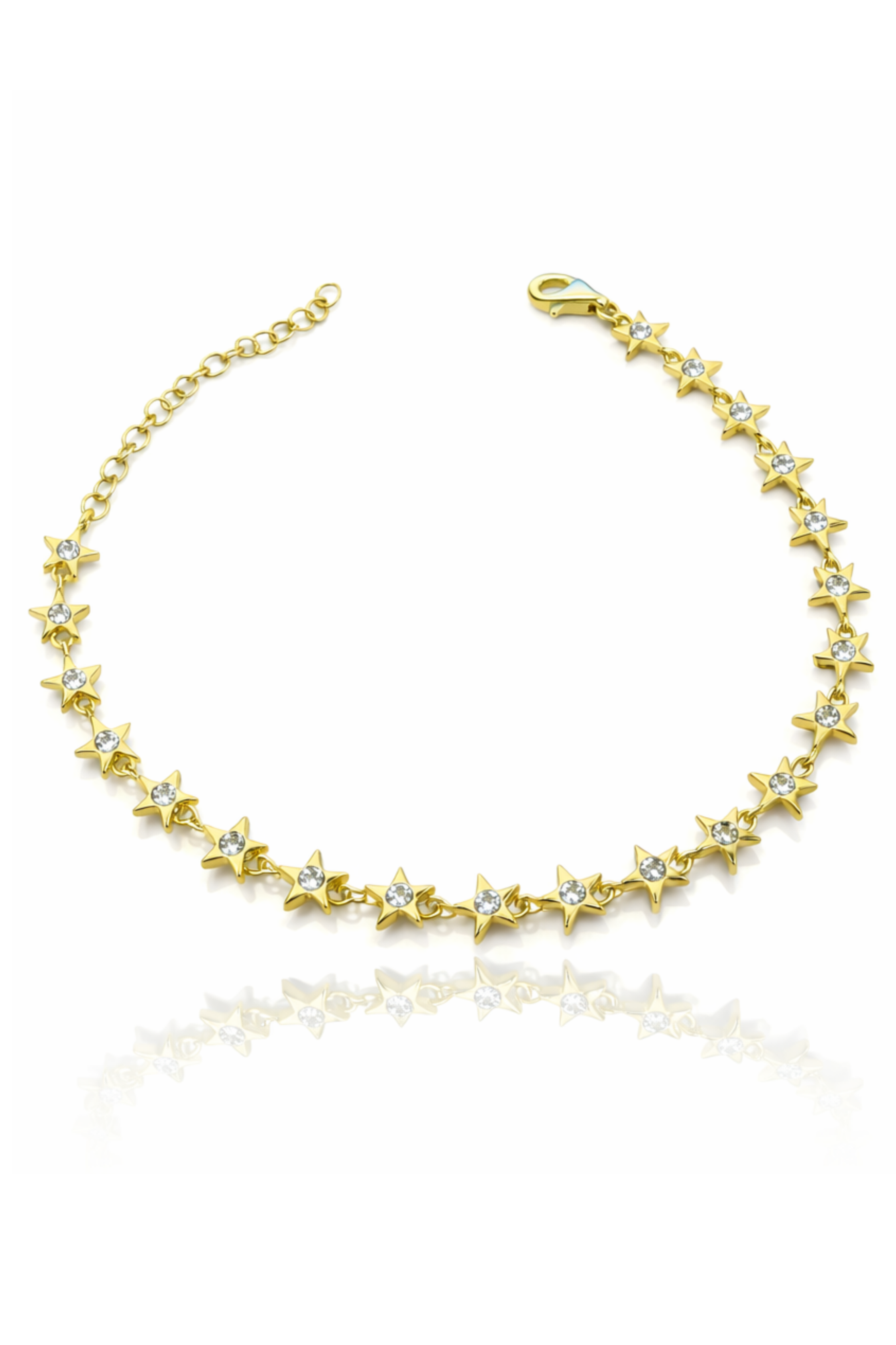 Sıralı Yıldızlar Işıltılı Gold Bileklik