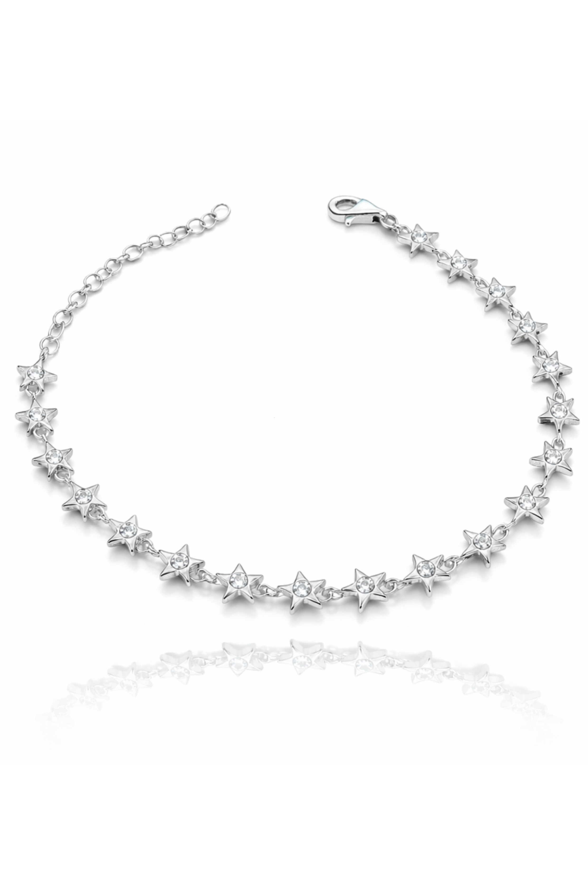 Sıralı Yıldızlar Işıltılı Silver Bileklik