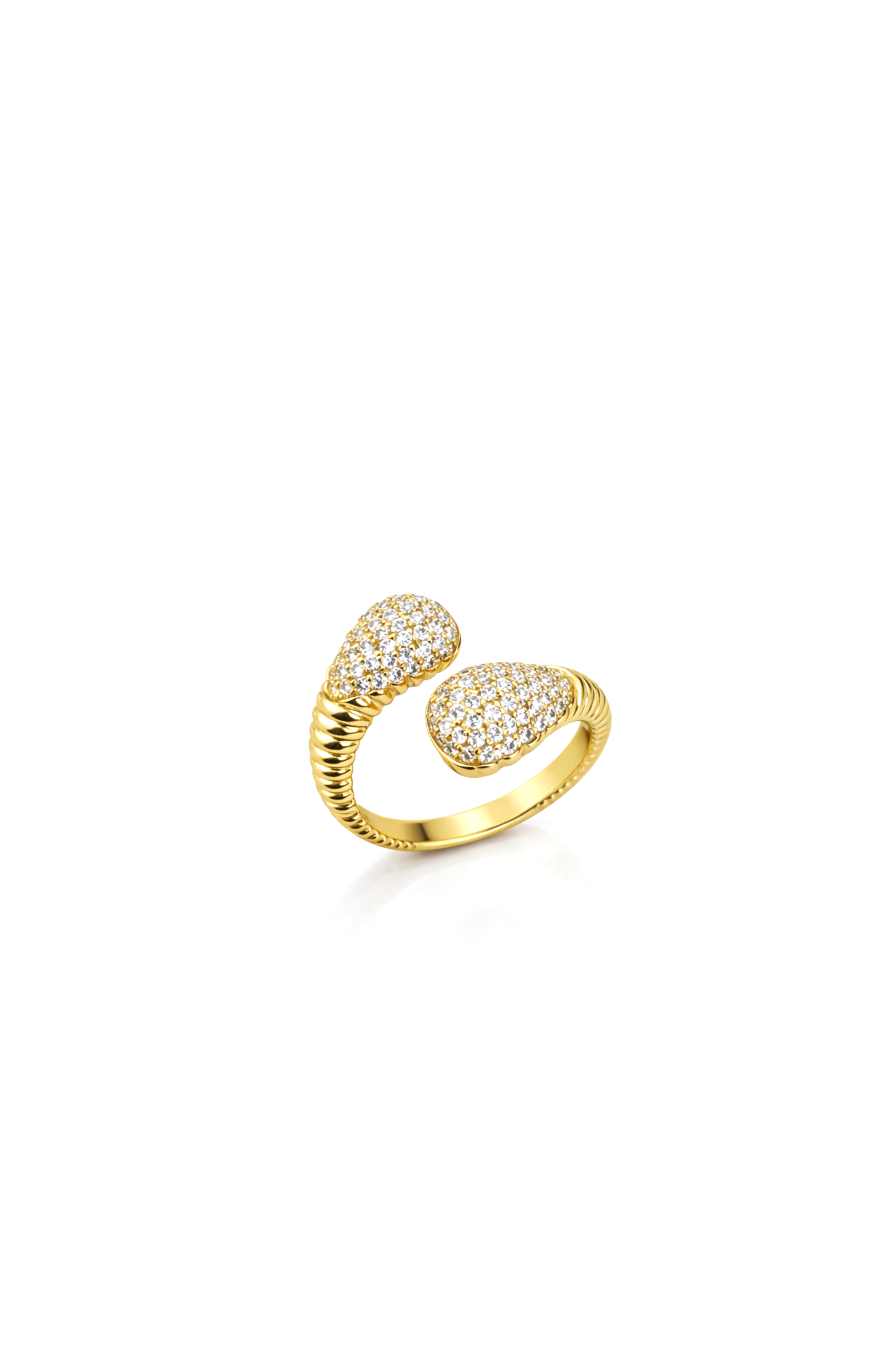 Işıltılı Pave Taşlı Sarmal Model Gold Yüzük | New Collection
