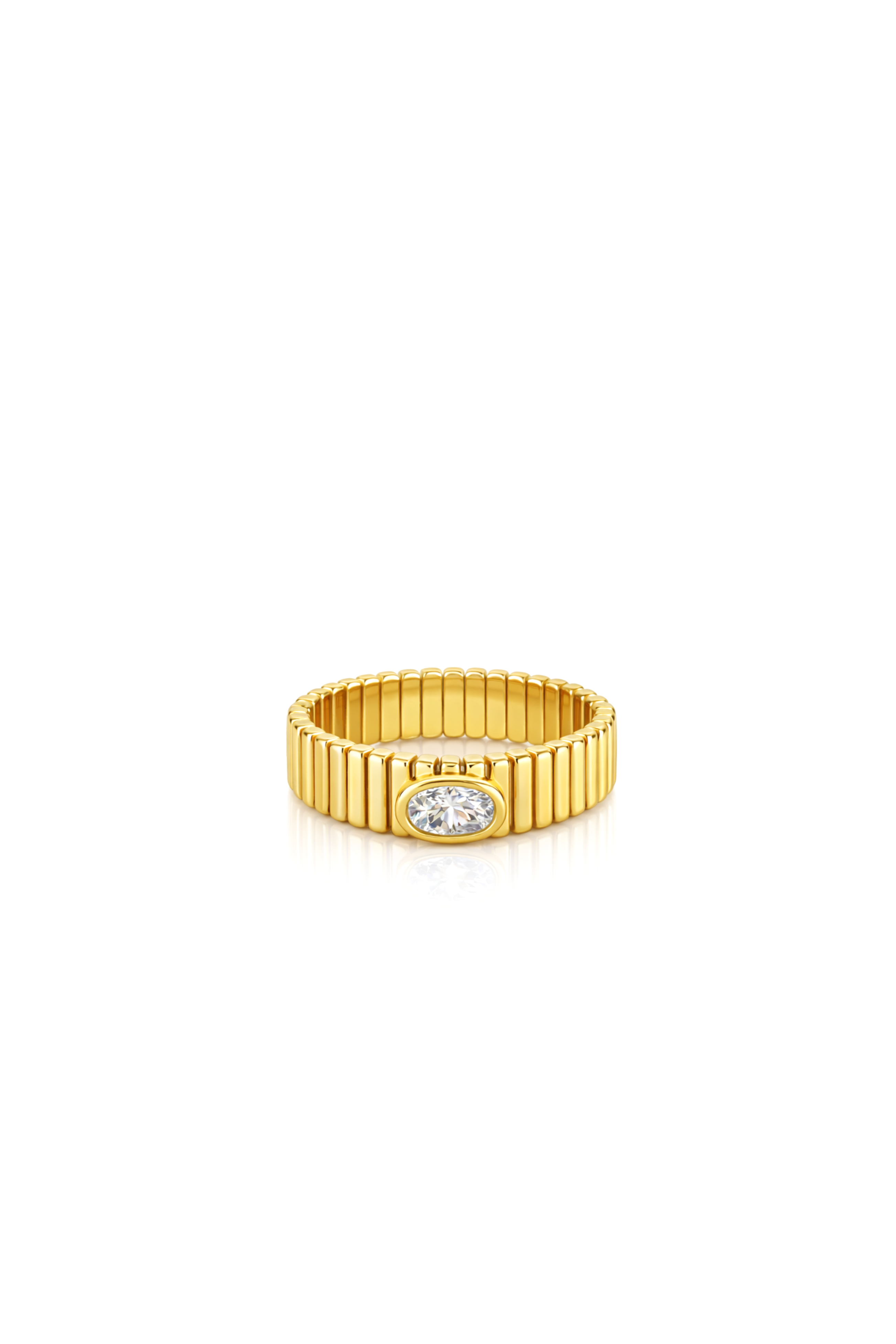 Badem Taşlı Dokulu Geniş Plaka Gold Yüzük | New Collection