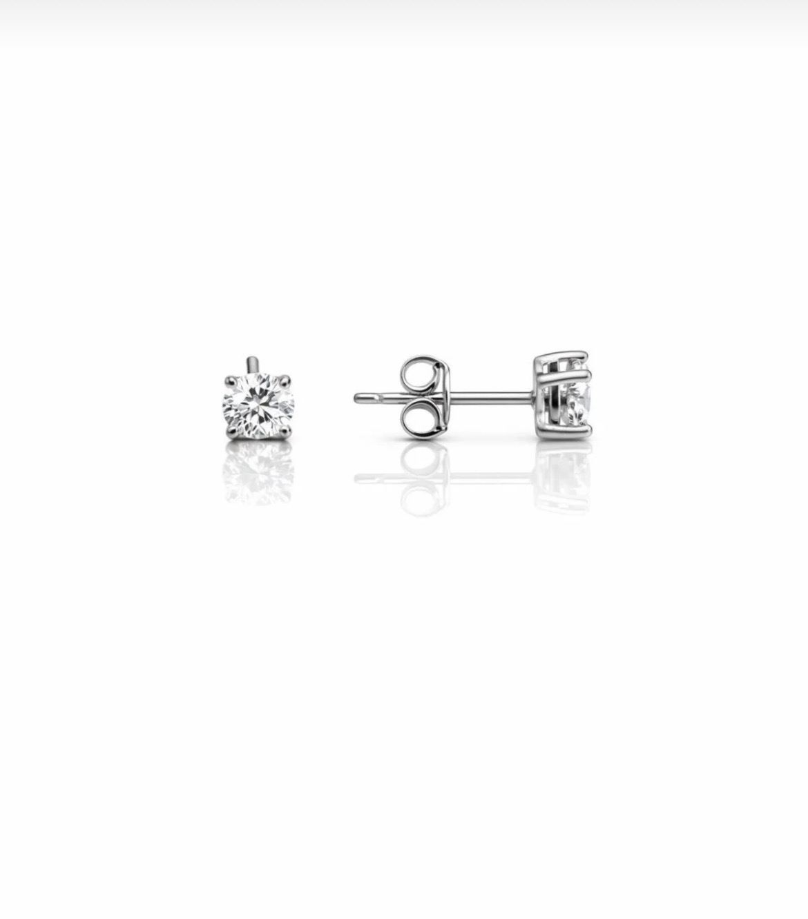 4 mm Tek Taş Pırlanta Montür Silver Vidalı Küpe