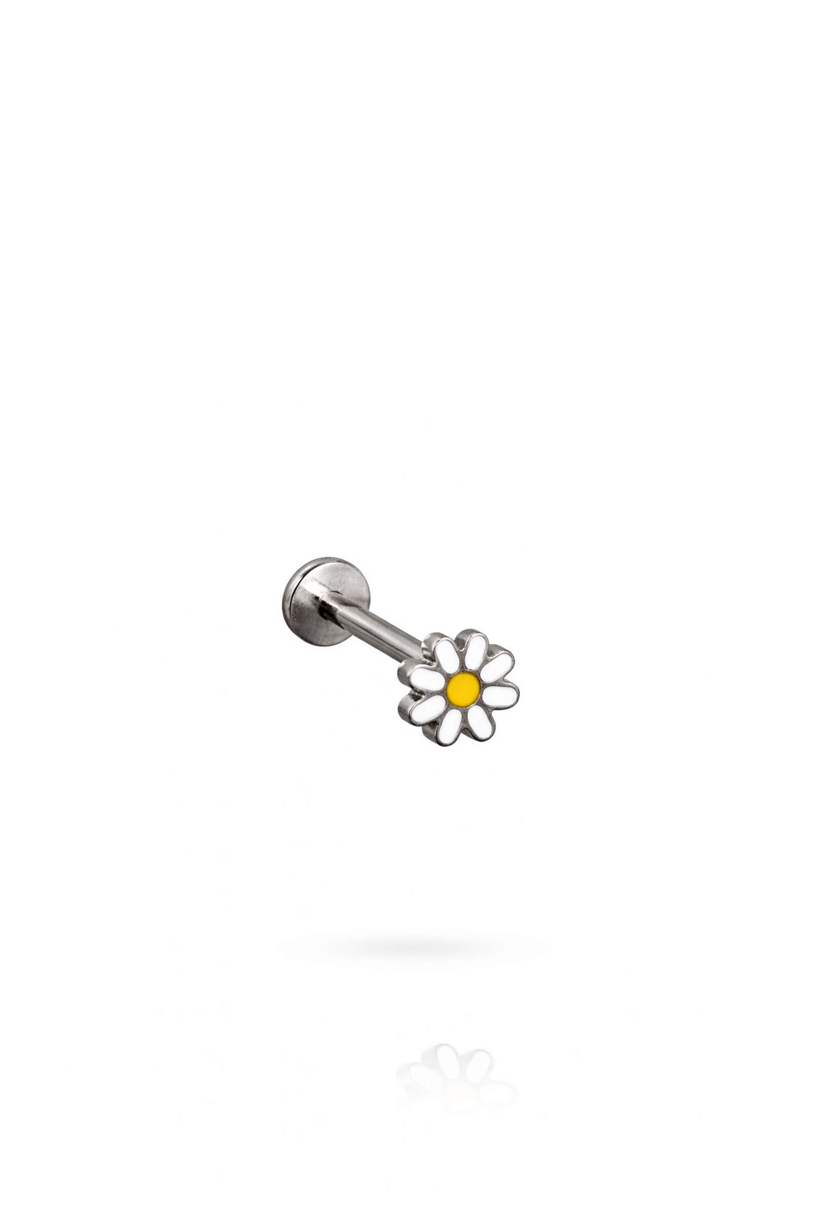 G23 Titanyum Papatya Piercing 8 mm x 1.2 mm Gümüş Rengi