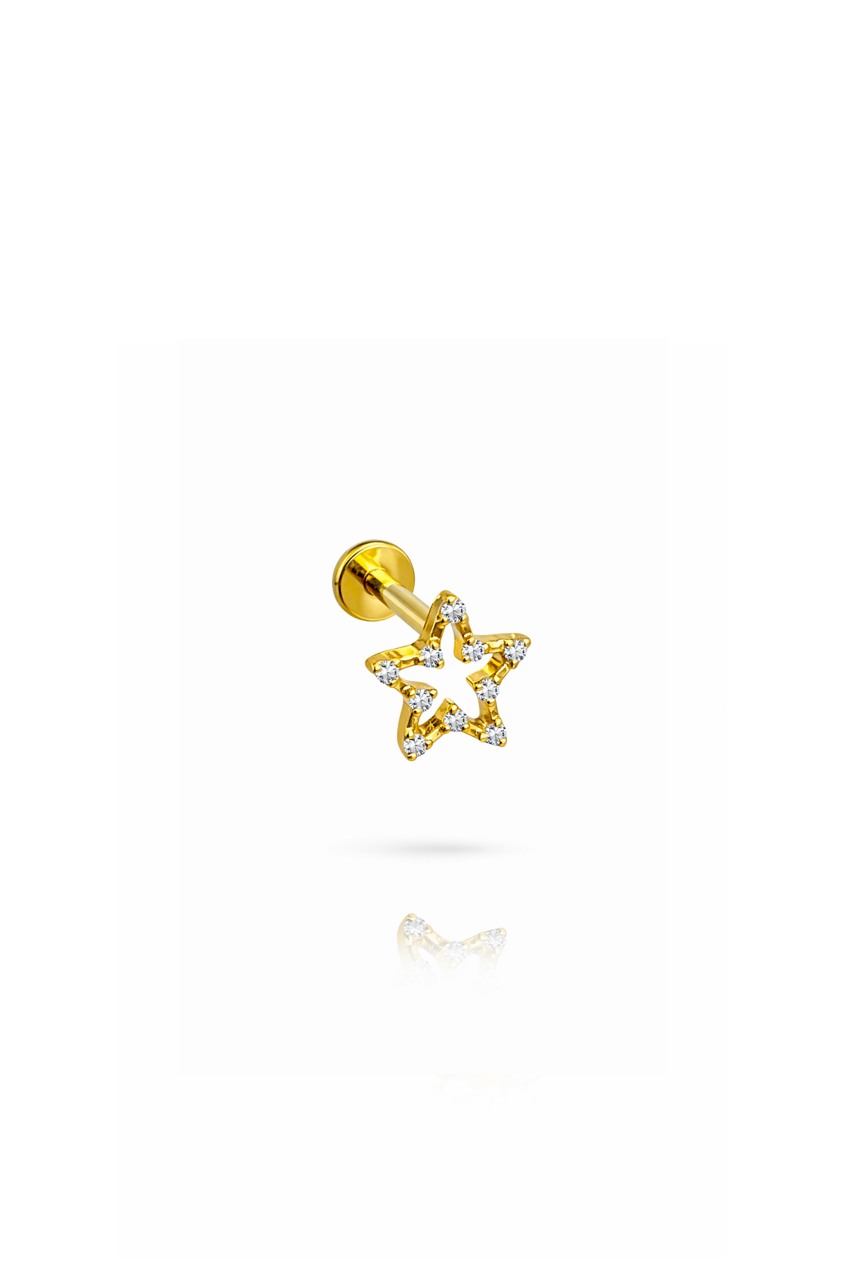 G23 Titanyum Yıldız Piercing 6 mm x 1.2 mm Altın Renk