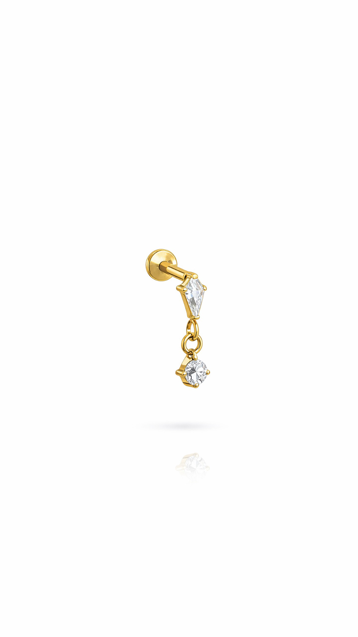 G23 Titanyum Taş Sallantılı Piercing 6 mm x 1.2 mm Altın Rengi