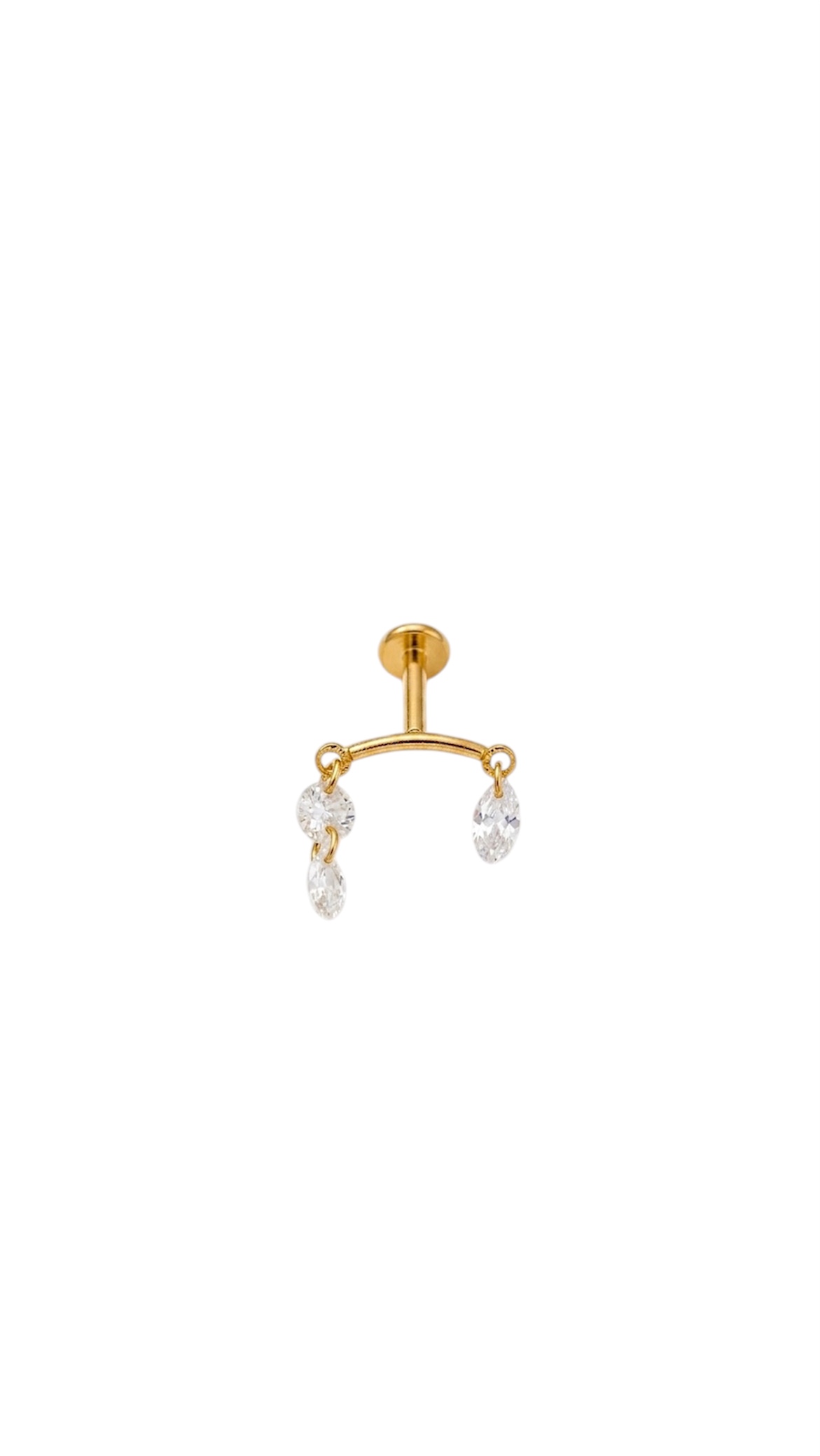 G23 Titanyum Sallantılı Piercing 6 mm x 1.2 mm Altın Rengi
