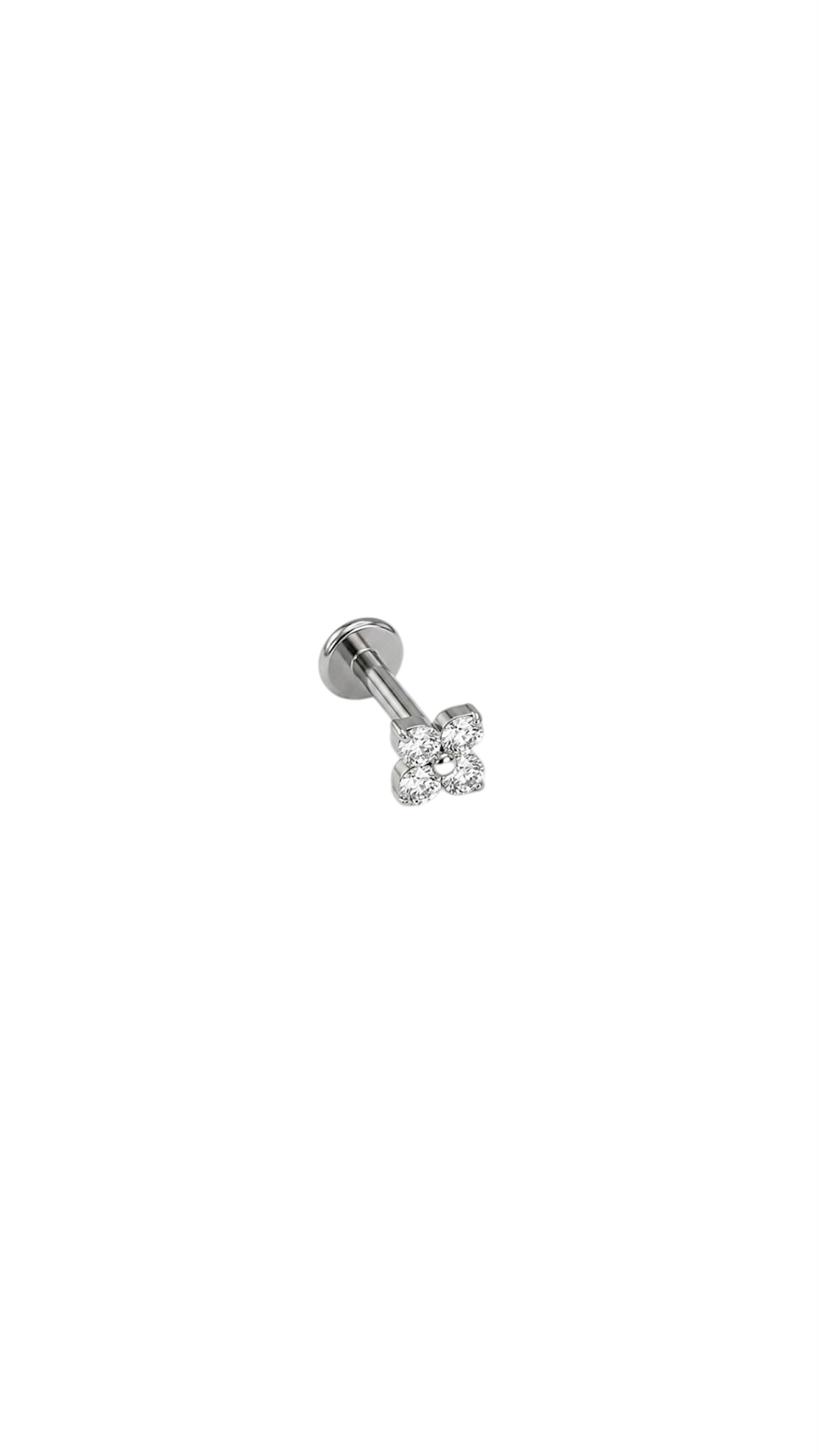 G23 Titanyum Mini Çiçek Piercing 7 mm x 1.2 mm Gümüş Rengi