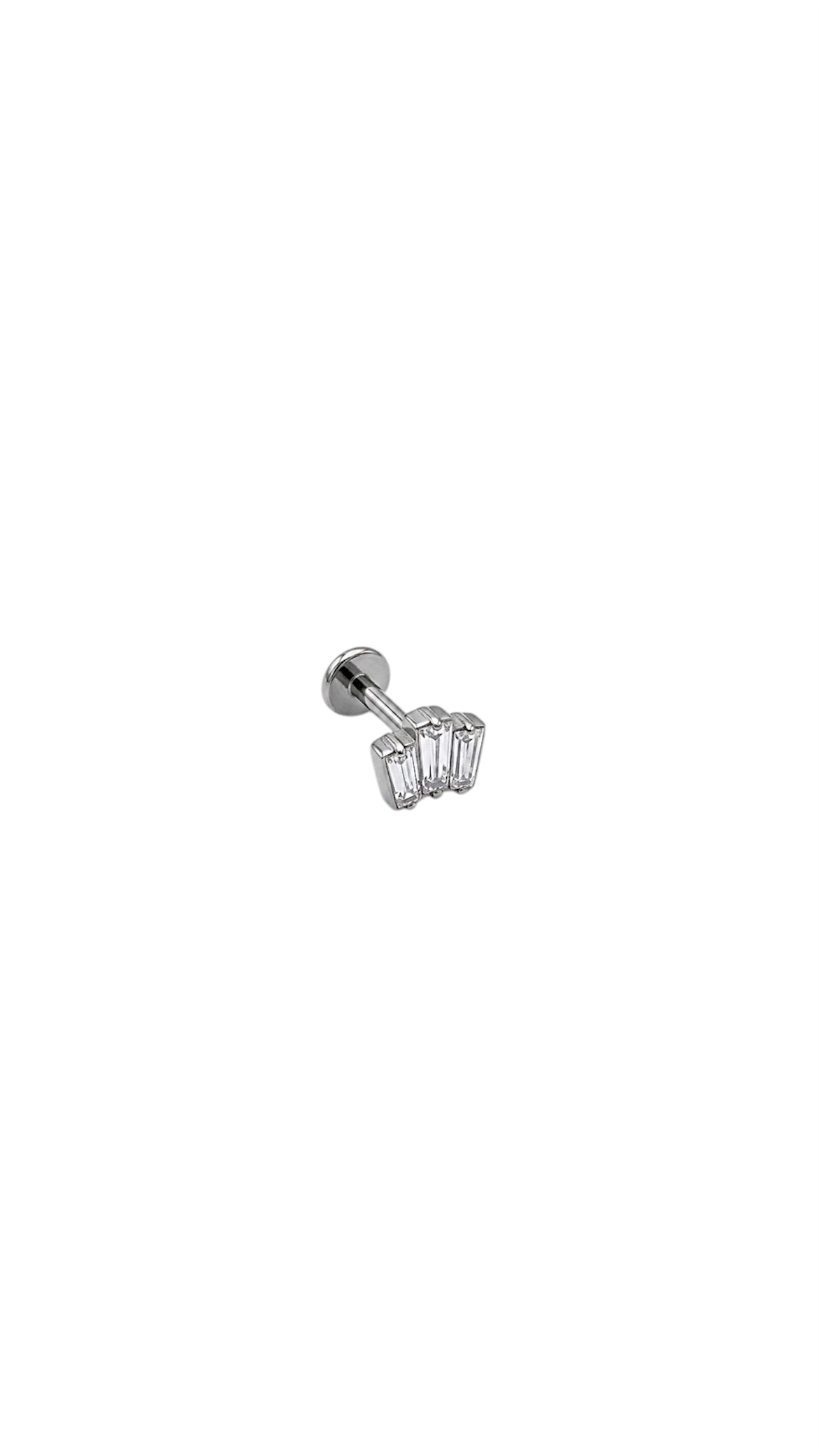 G23 Titanyum Baget Taşlı Piercing 6 mm x 1.2 mm Gümüş Rengi
