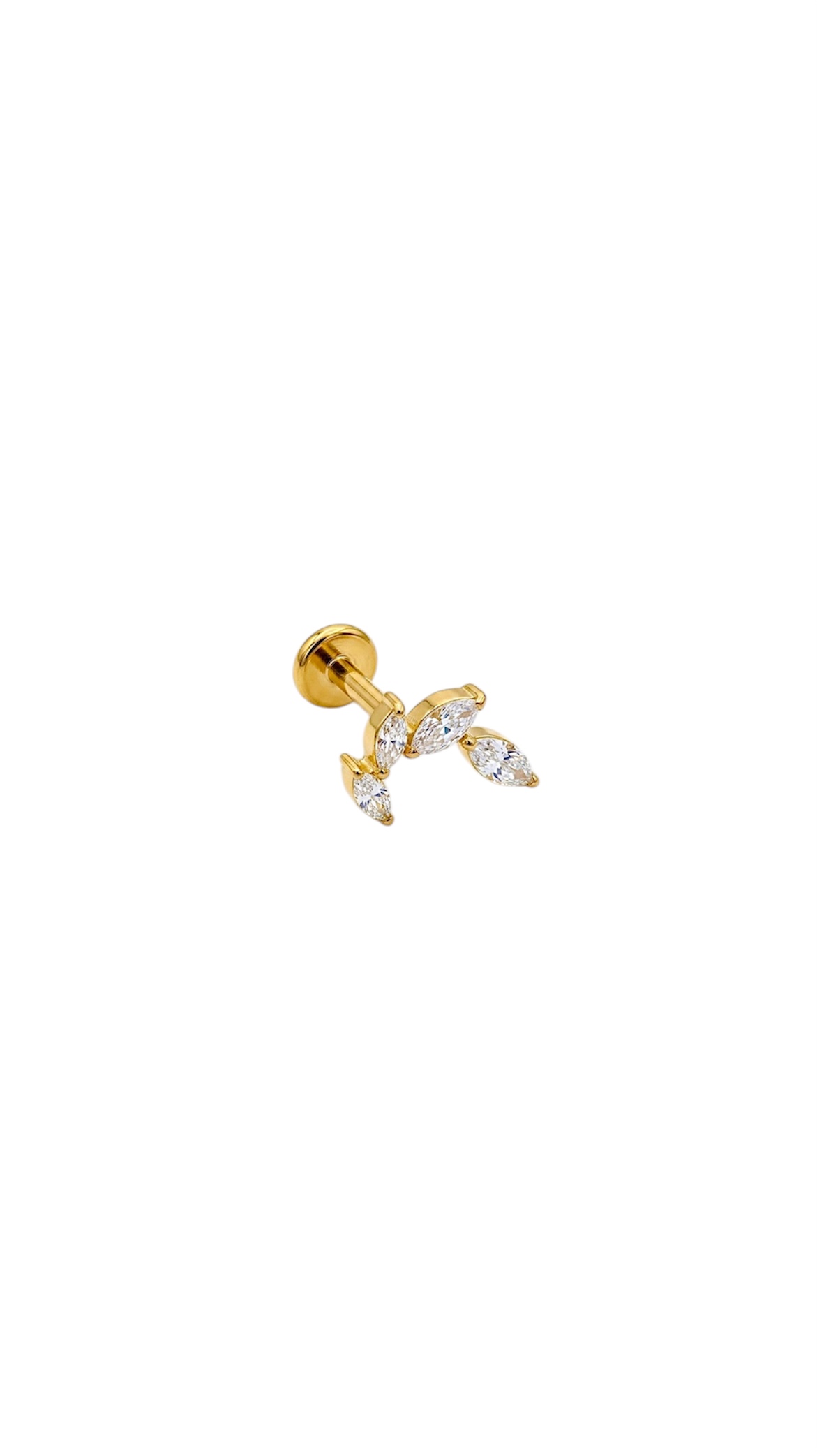 G23 Titanyum Yaprak Model Piercing 6 mm x 1.2 mm Altın Rengi