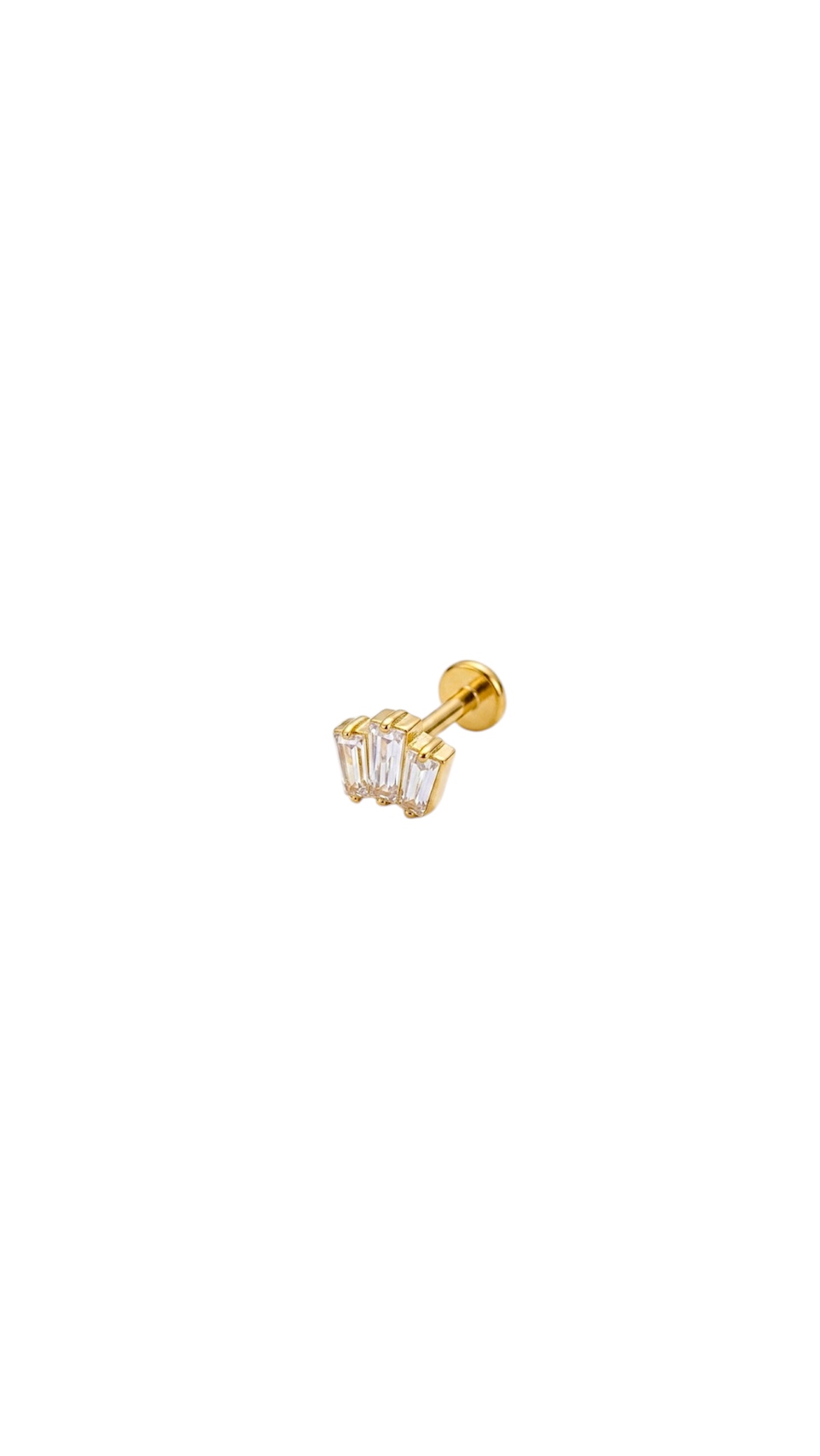 G23 Titanyum Baget Taşlı Piercing 6 mm x 1.2 mm Altın Rengi
