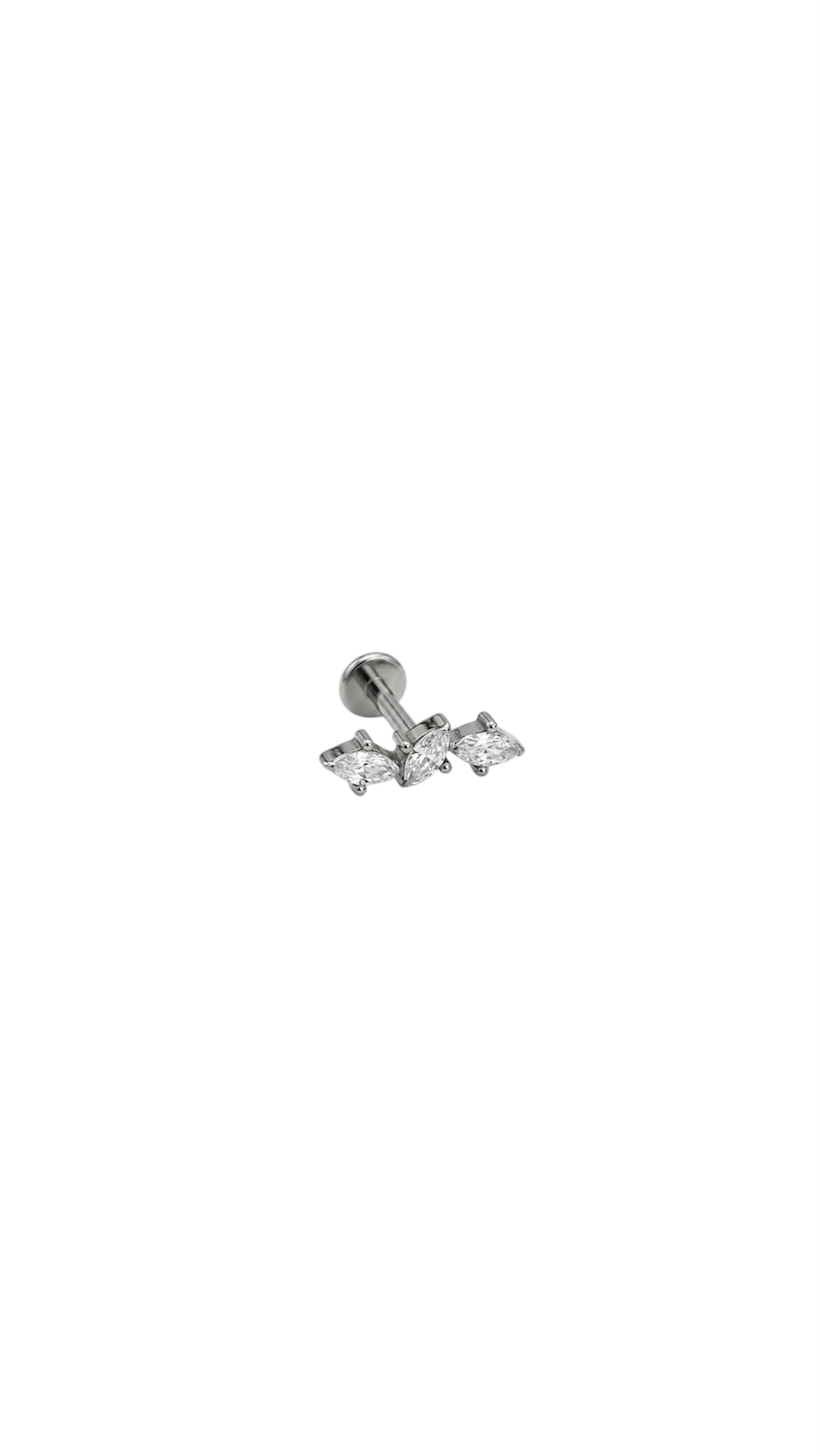 G23 Titanyum Markiz Kesim Piercing 6 mm x 1.2 mm Gümüş Rengi