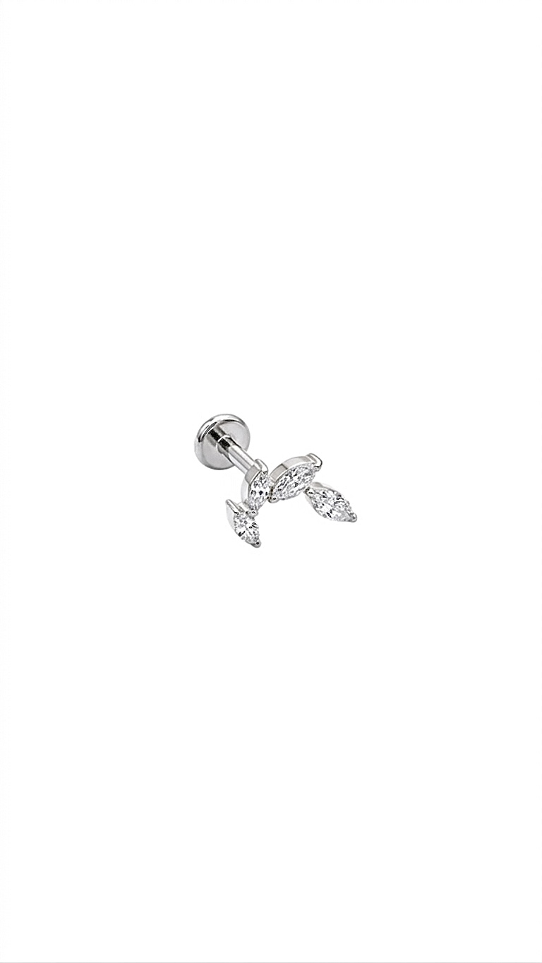 G23 Titanyum Yaprak Model Piercing 6 mm x 1.2 mm Gümüş Rengi