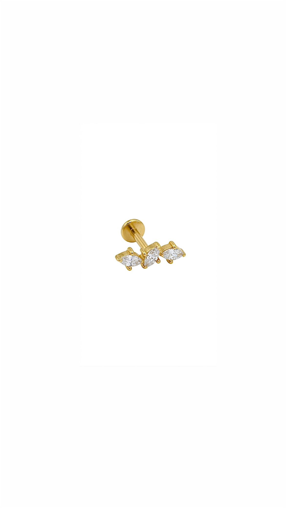 G23 Titanyum Markiz Kesim Piercing 6 mm x 1.2 mm Altın Rengi