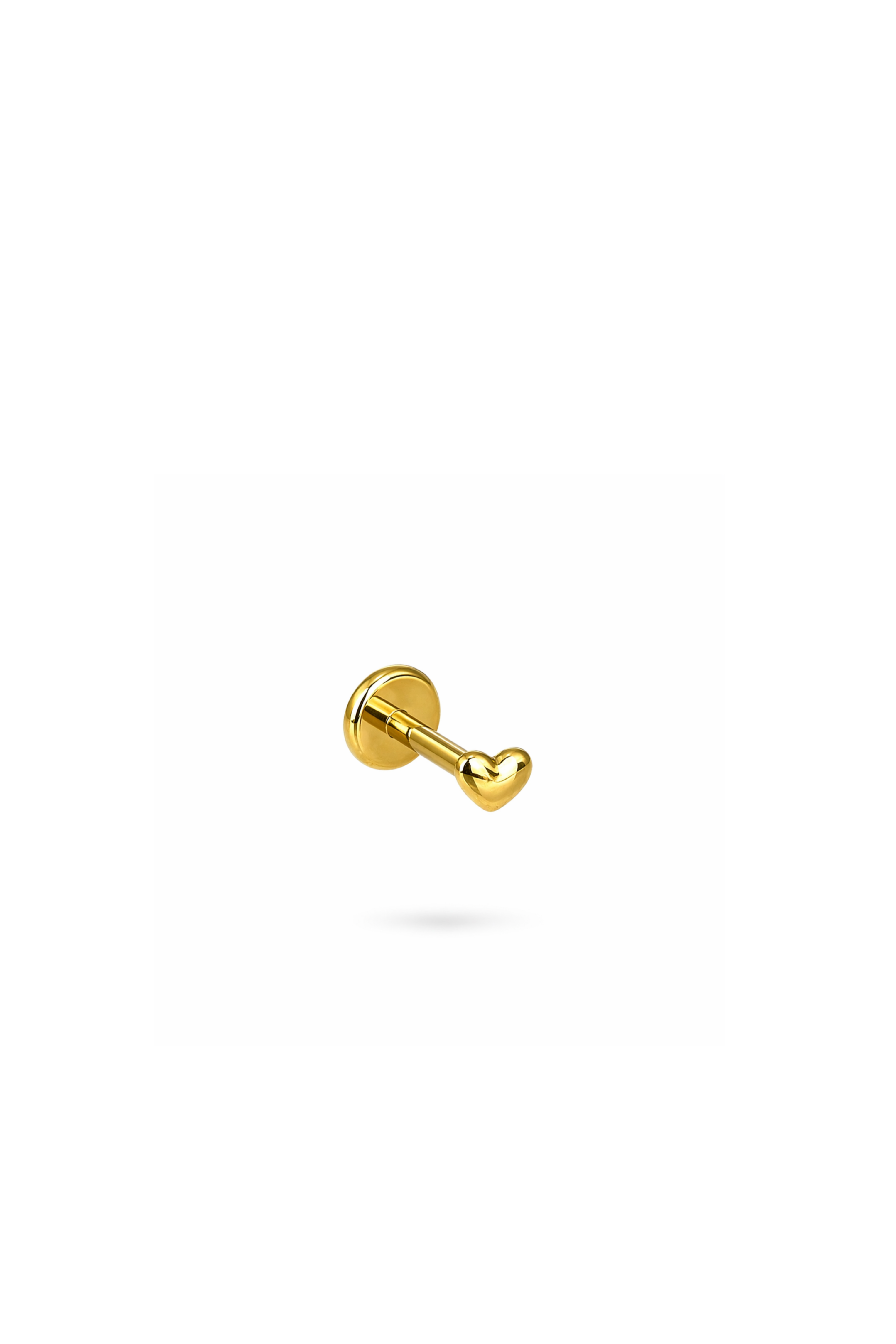 G23 Titanyum Taşsız Mini Kalp Piercing 6 mm x 1.2 mm Altın Rengi