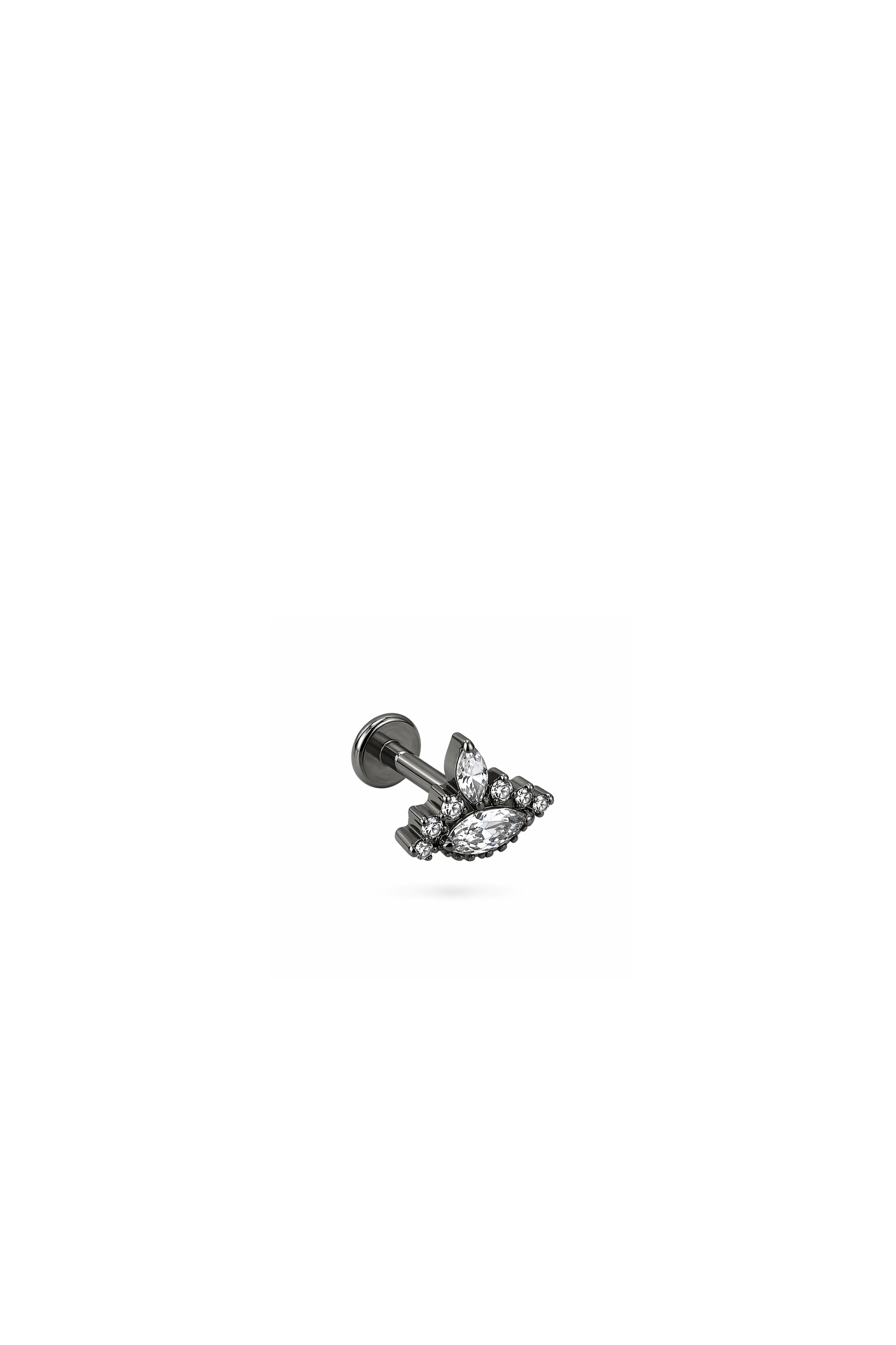 G23 Titanyum Işıltılı Taşlı Göz Model Piercing 6 mm x 1.2 mm Gümüş Rengi