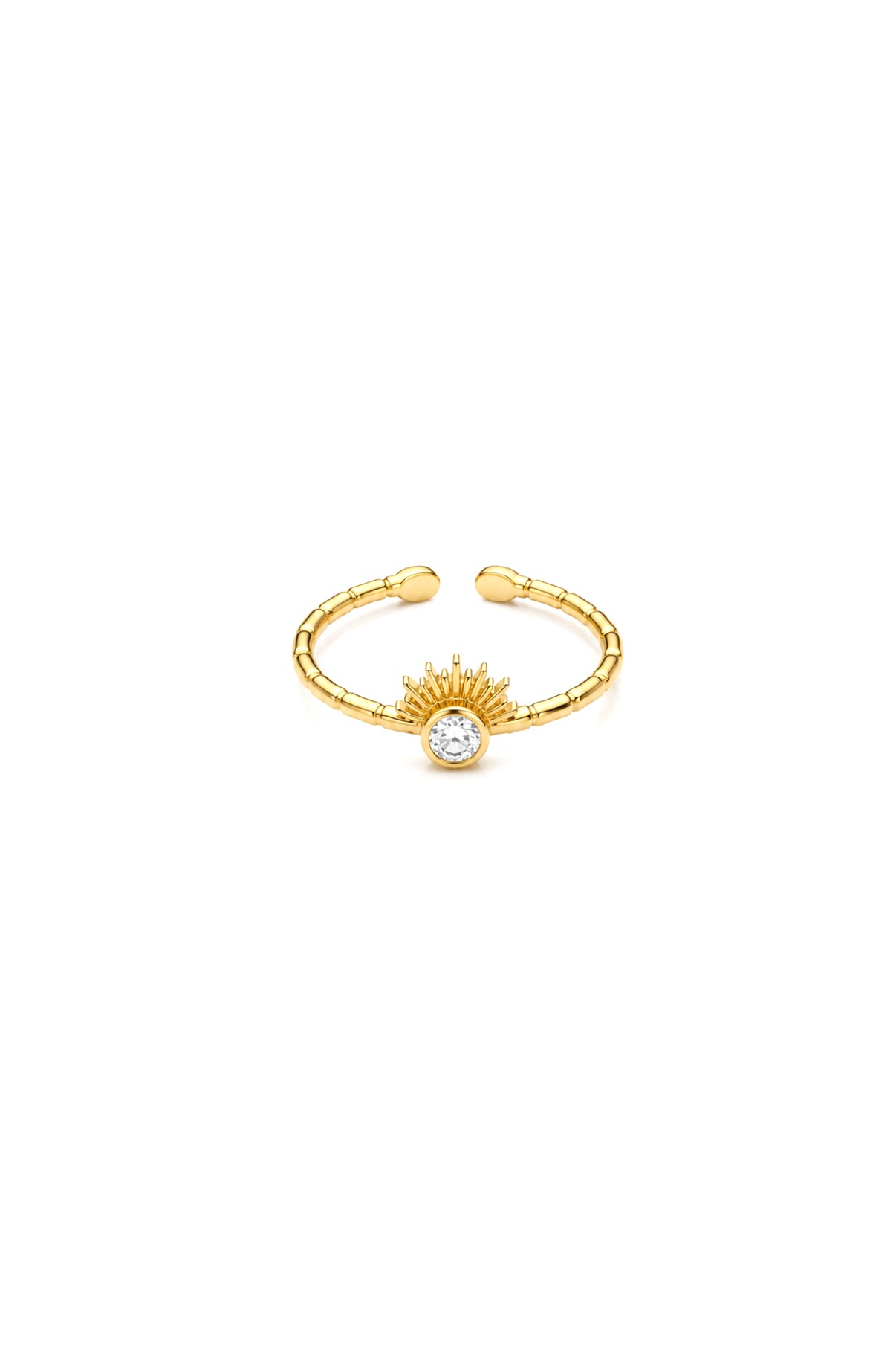 Ayarlanabilir Taşlı Yarım Güneş Model Gold Çıtır Yüzük