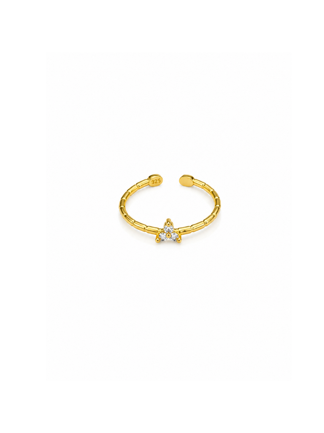 Ayarlanabilir Mini Üç Taşlı Gold Çıtır Yüzük