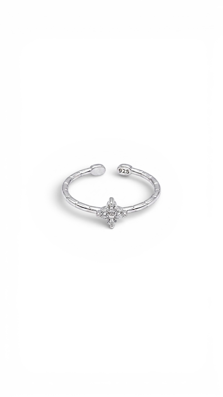 Ayarlanabilir Mini Çiçek Silver Yüzük