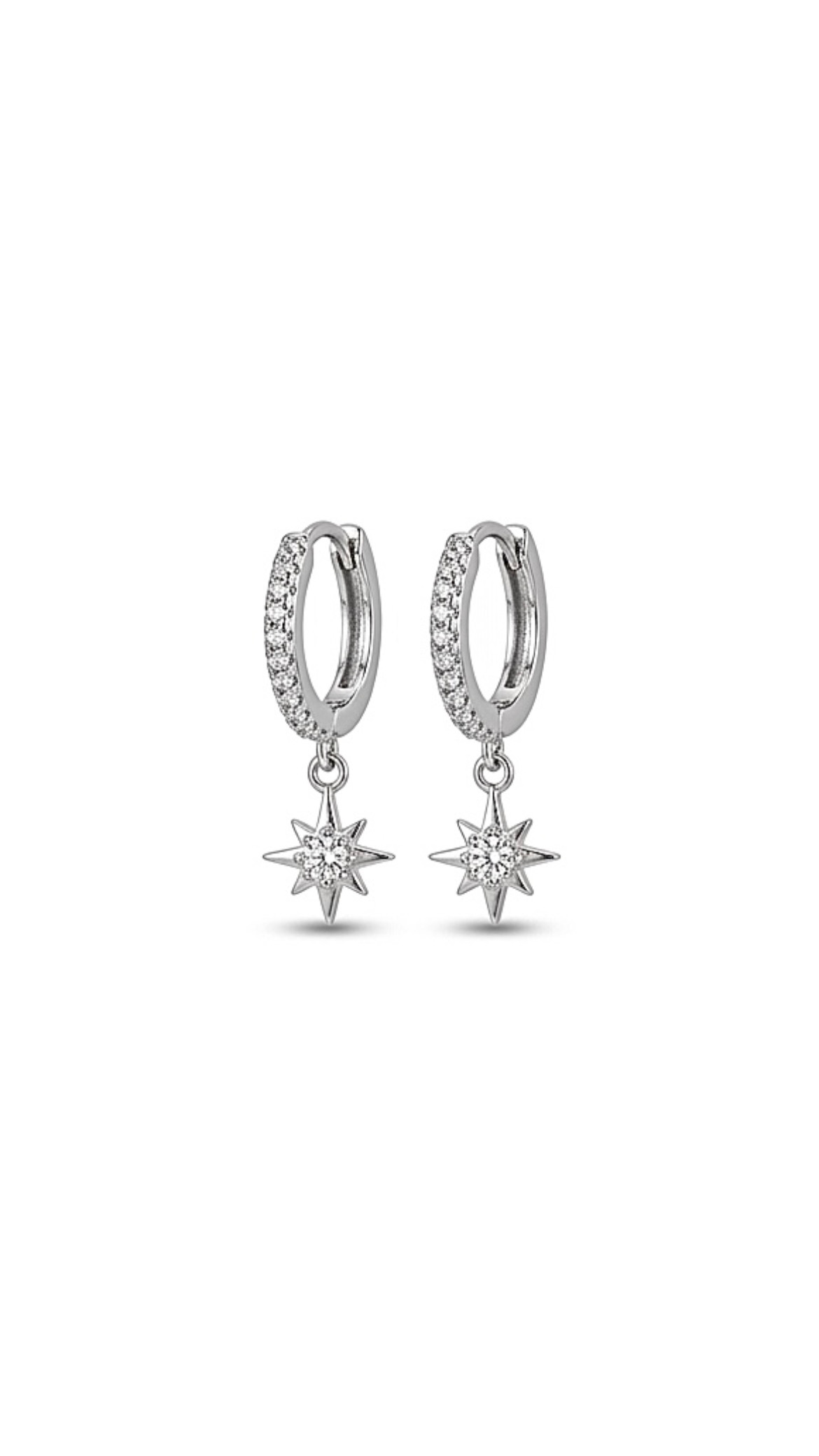 Mini Kutup Yıldızı Sallantılı Halka Küpe Silver